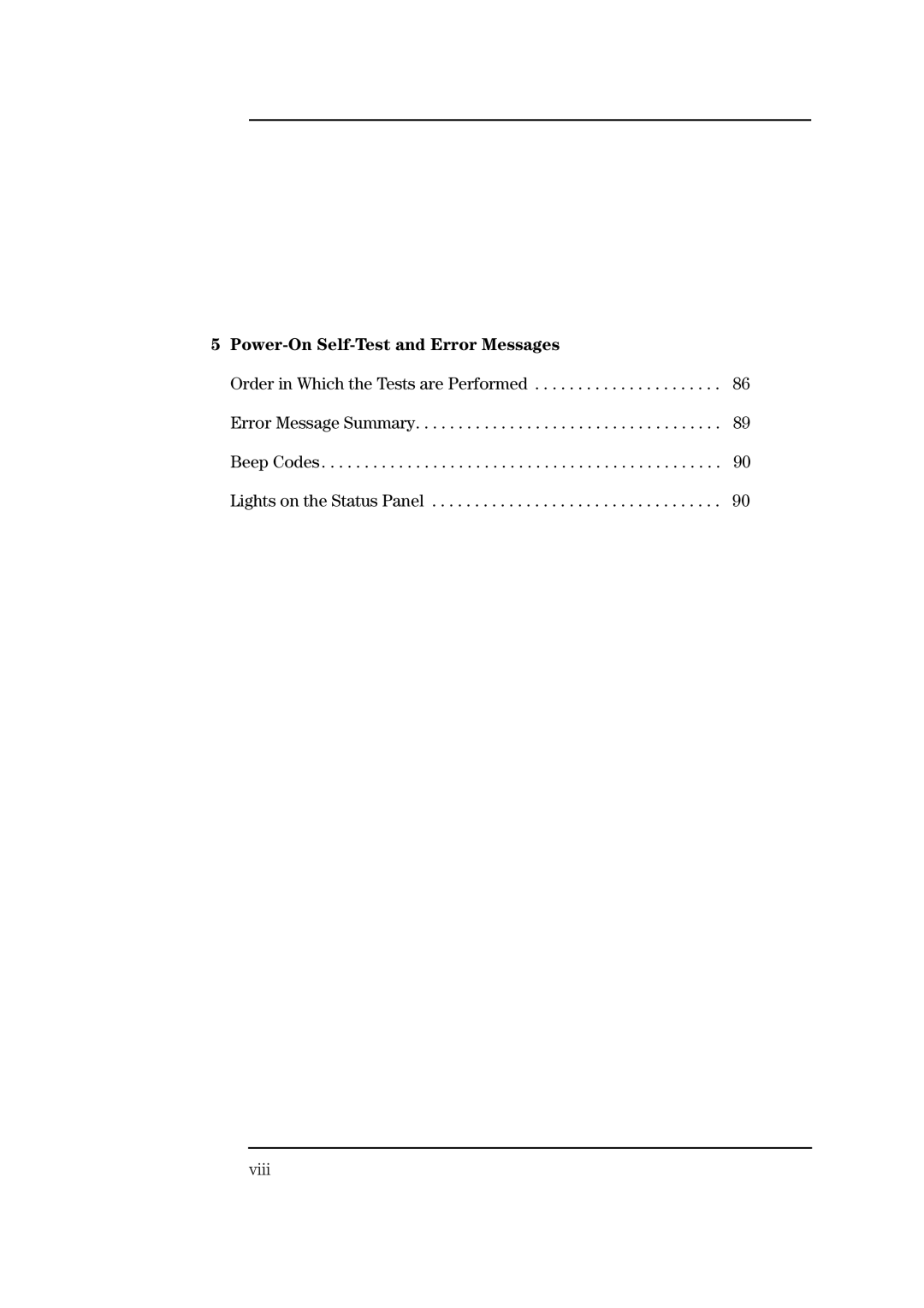 HP Vectra VL 5/xxx 5 manual Power-On Self-Test and Error Messages, Viii 