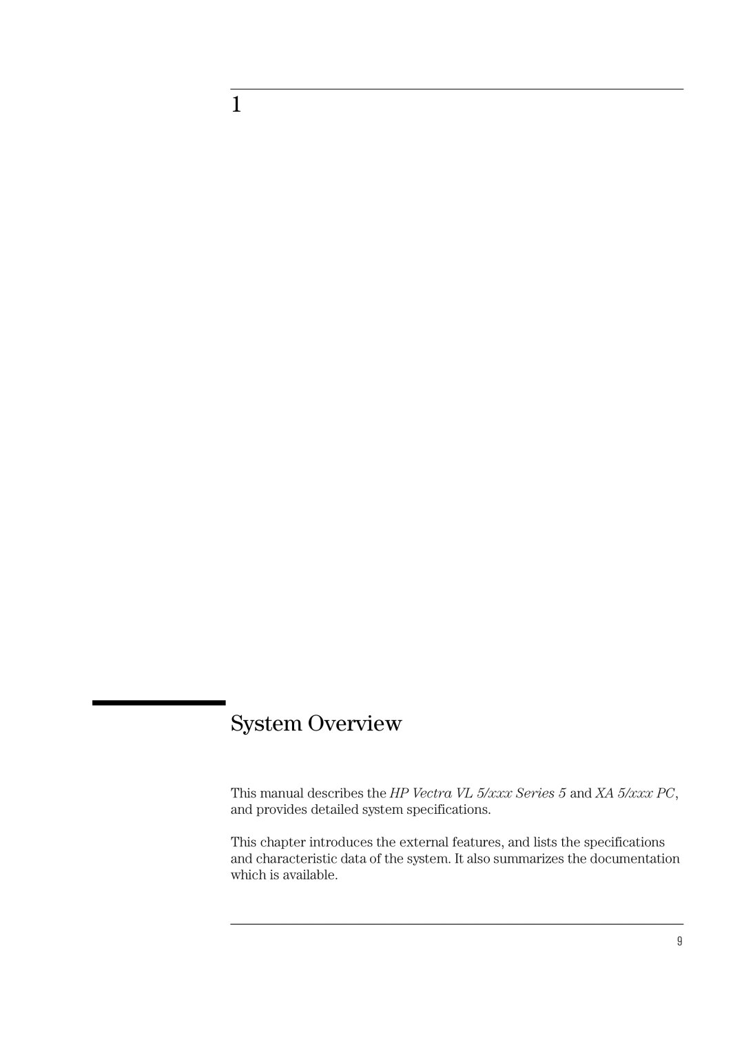 HP Vectra VL 5/xxx 5 manual System Overview 