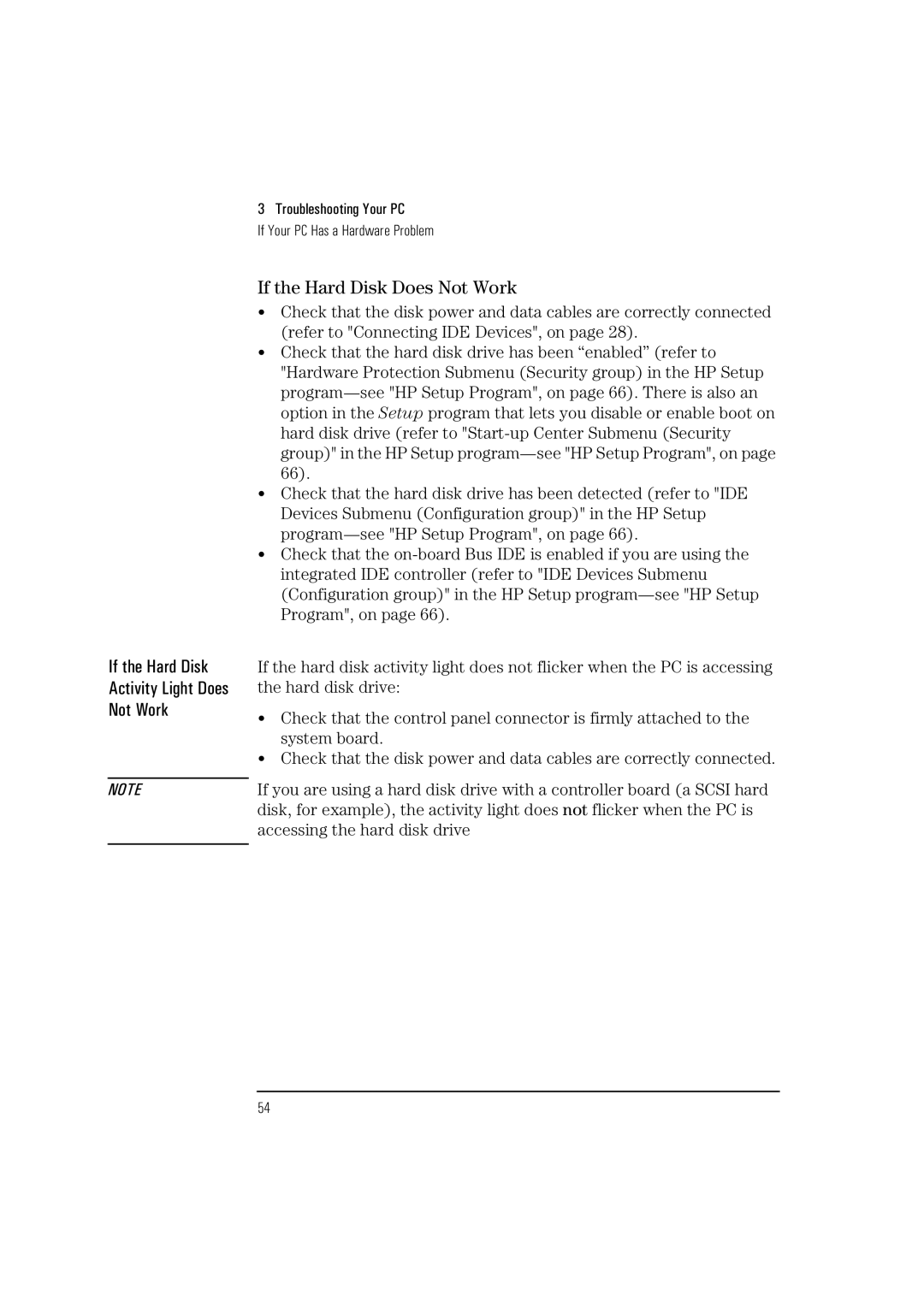 HP Vectra VL 5/xxx manual If the Hard Disk Does Not Work 