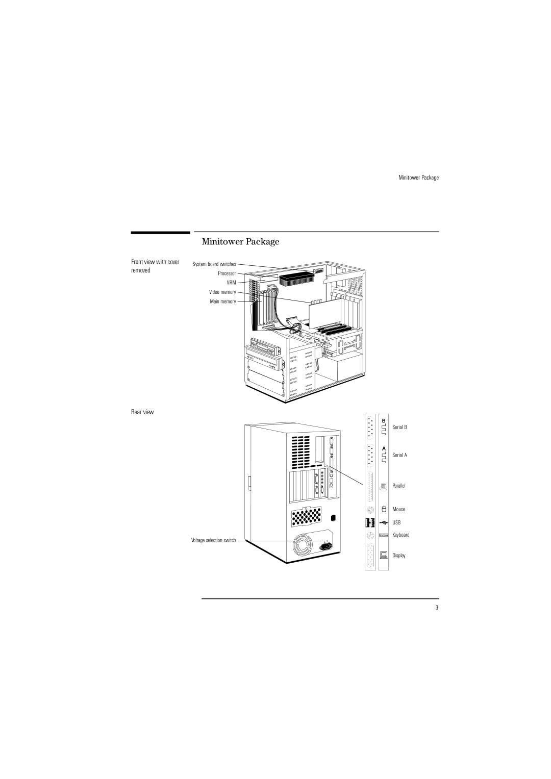 HP Vectra VL 6 manual Minitower Package 