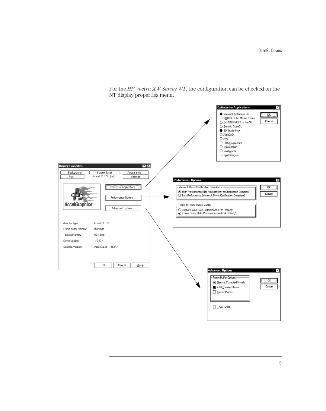 HP Vectra XW manual OpenGL Drivers 