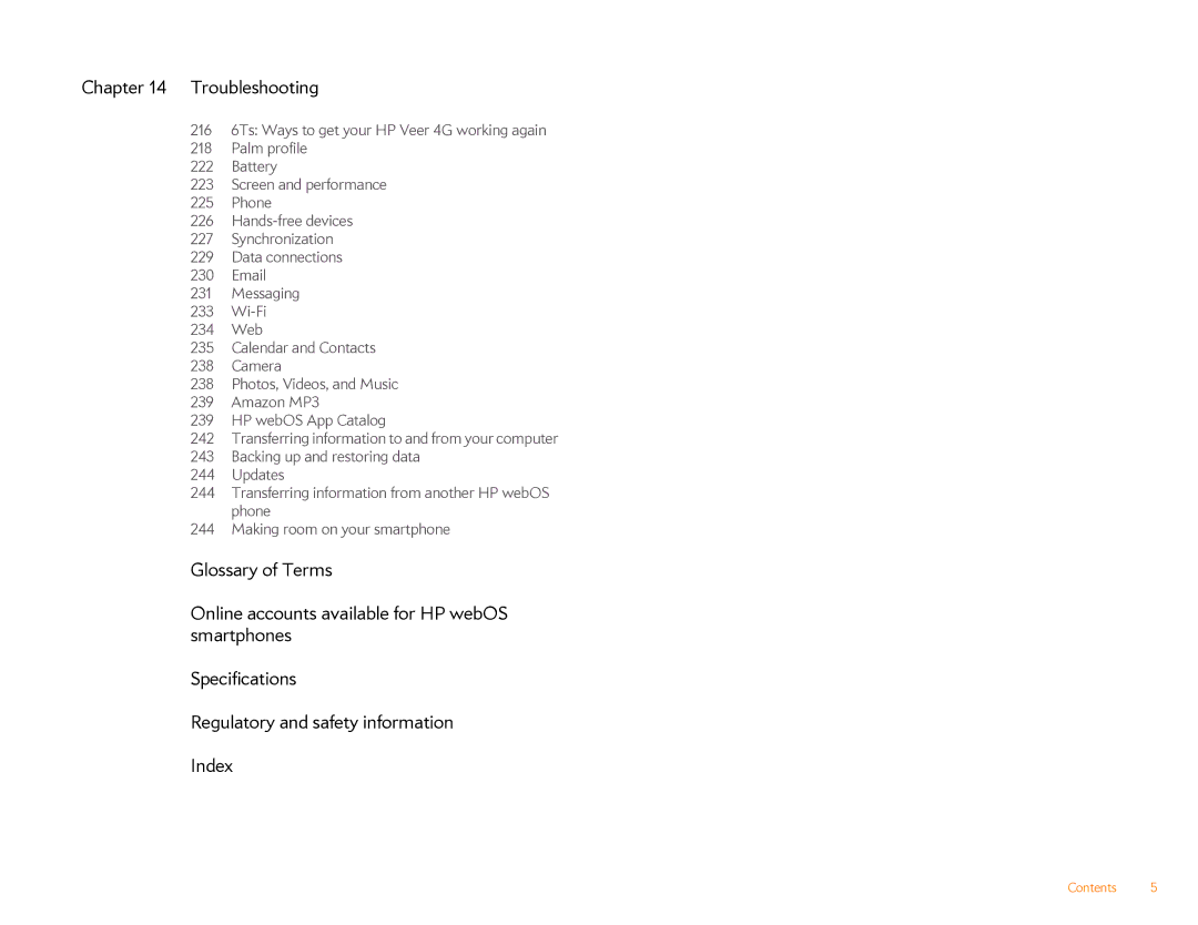 HP Veer 4G (AT&T) manual Troubleshooting 