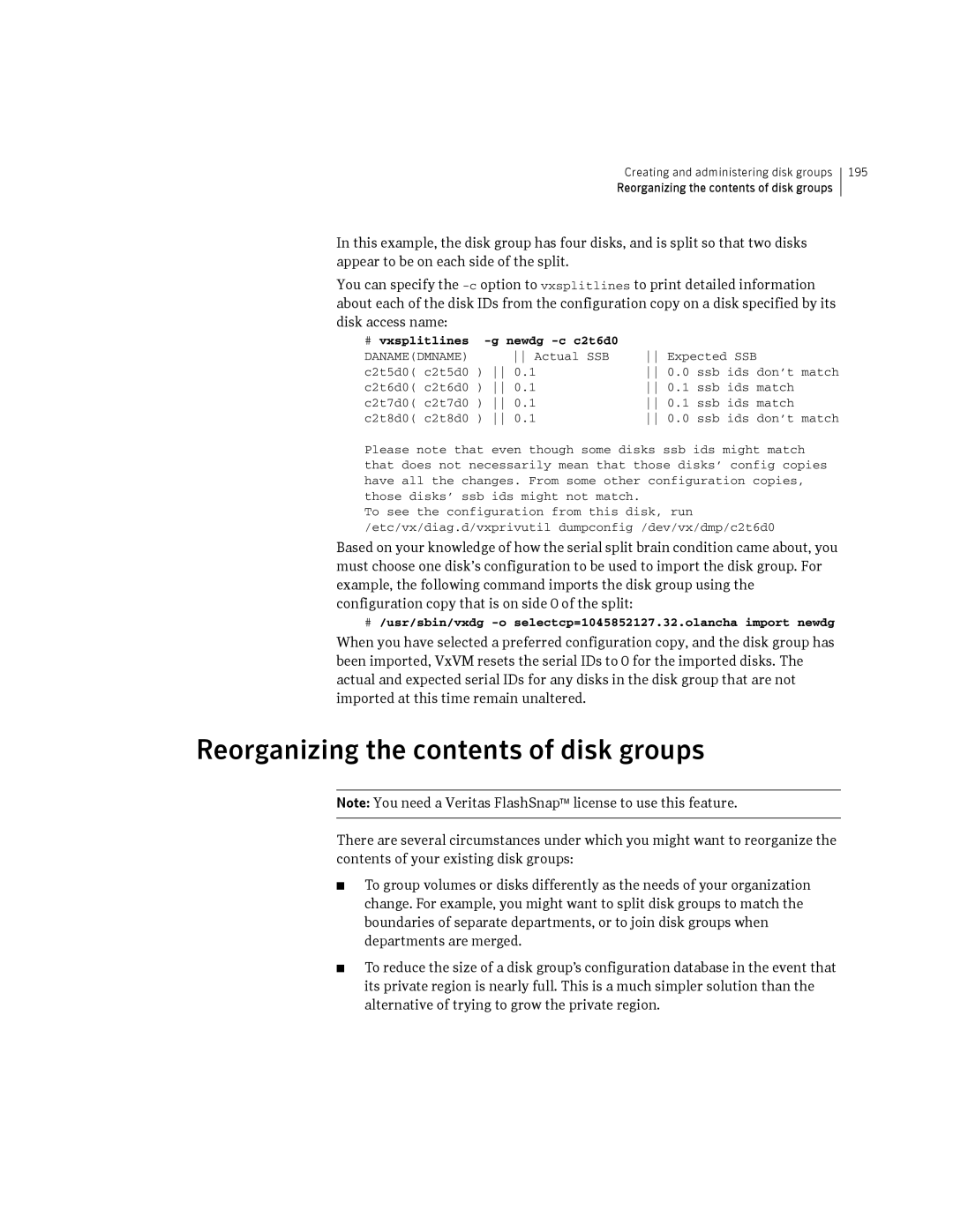 HP Veritas Volume Manager 5.0 -UX 11i v3 manual Reorganizing the contents of disk groups 