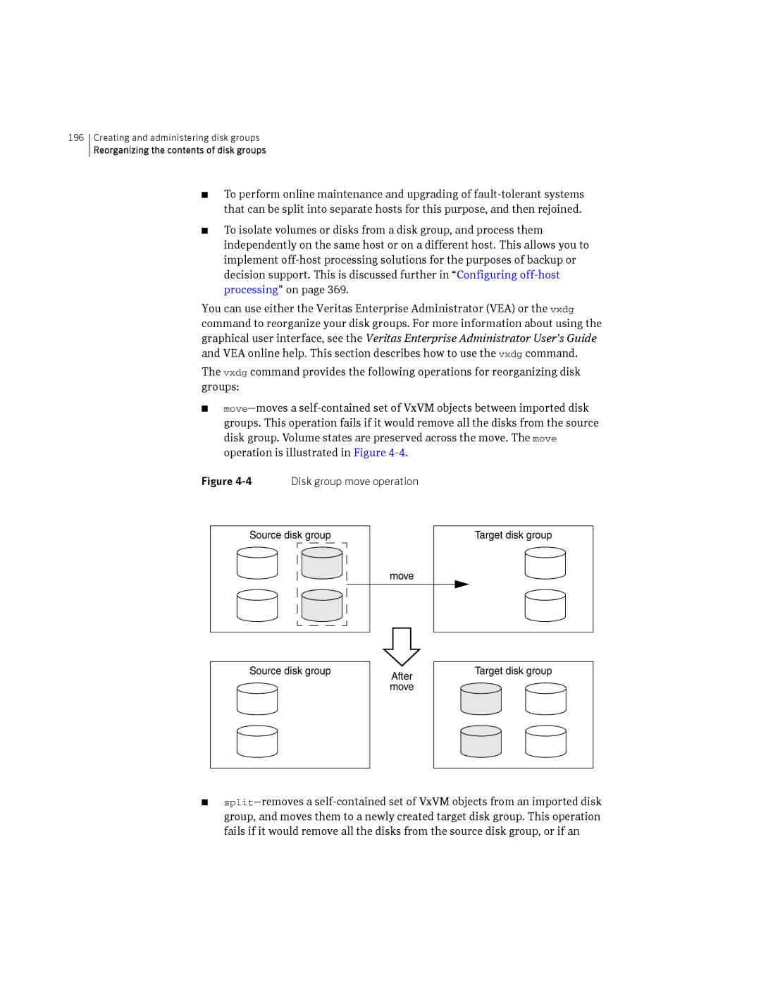 HP Veritas Volume Manager 5.0 -UX 11i v3 manual Reorganizing the contents of disk groups 