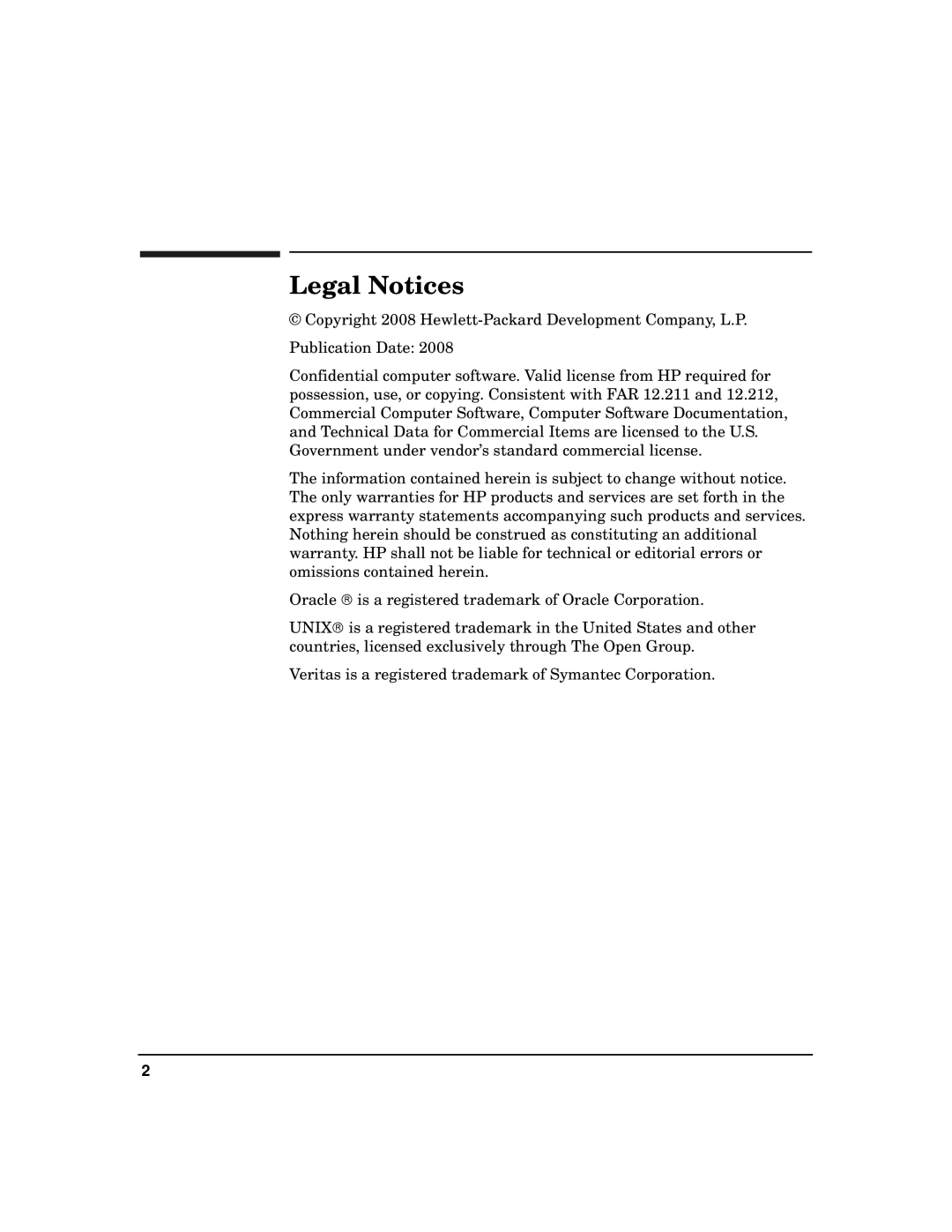 HP Veritas Volume Manager 5.0 -UX 11i v3 manual Legal Notices 