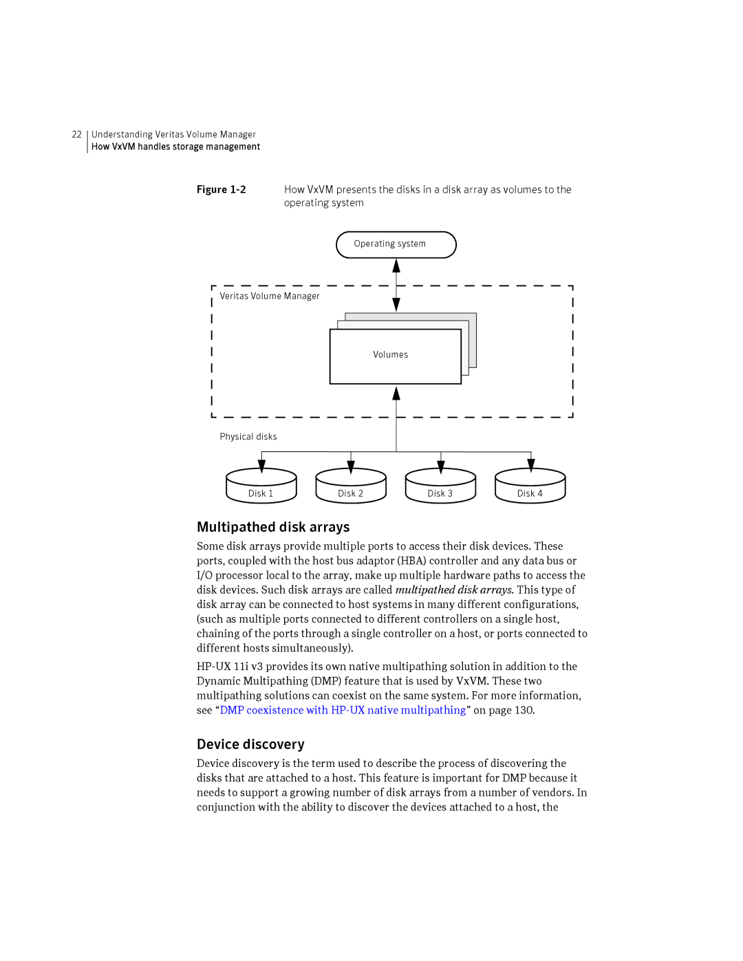 HP Veritas Volume Manager 5.0 -UX 11i v3 manual Multipathed disk arrays, Device discovery, Operating system 