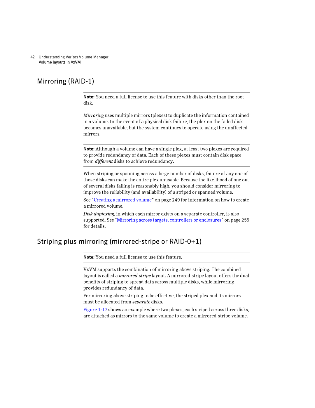 HP Veritas Volume Manager 5.0 -UX 11i v3 manual Mirroring RAID-1, Striping plus mirroring mirrored-stripe or RAID-0+1 