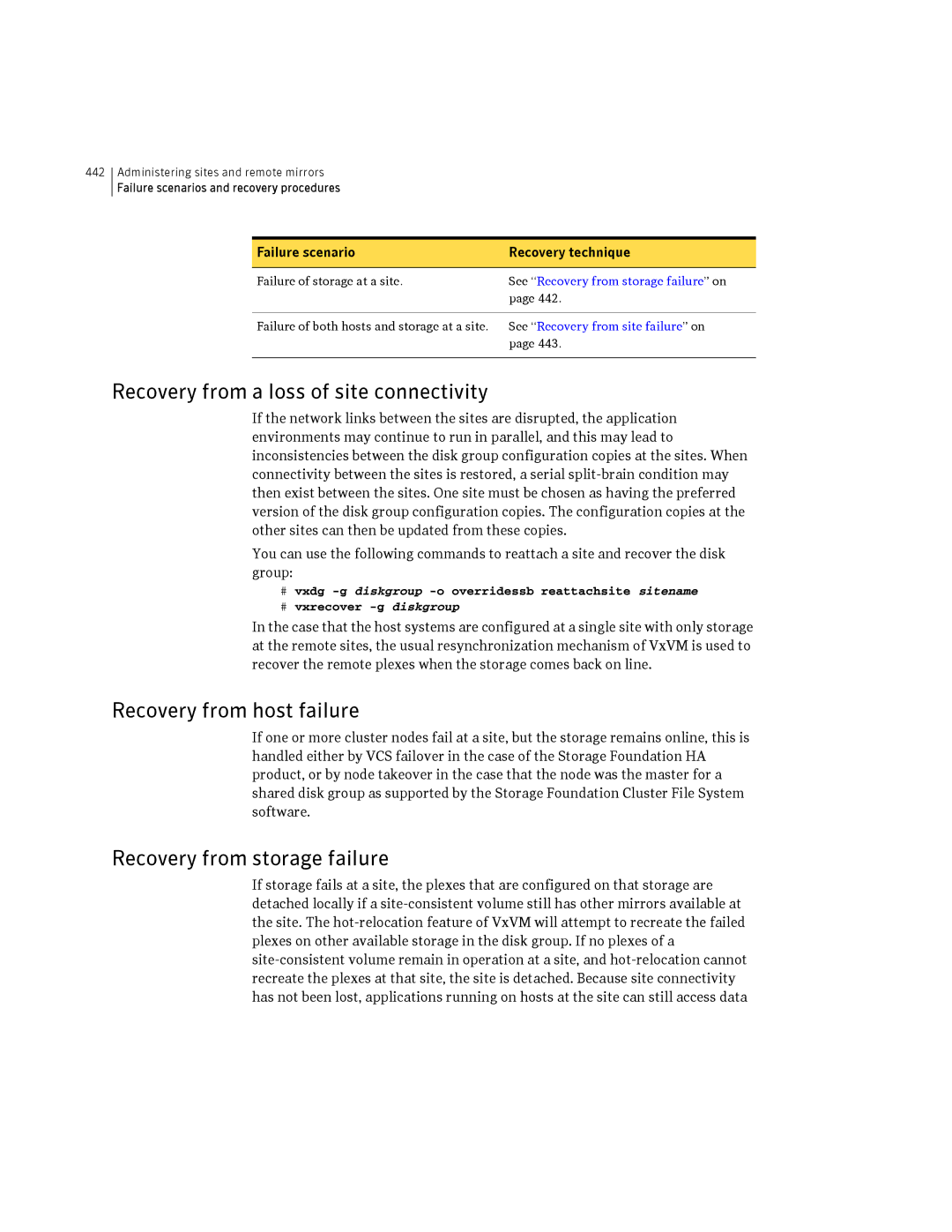 HP Veritas Volume Manager 5.0 -UX 11i v3 manual Recovery from a loss of site connectivity, Recovery from host failure 