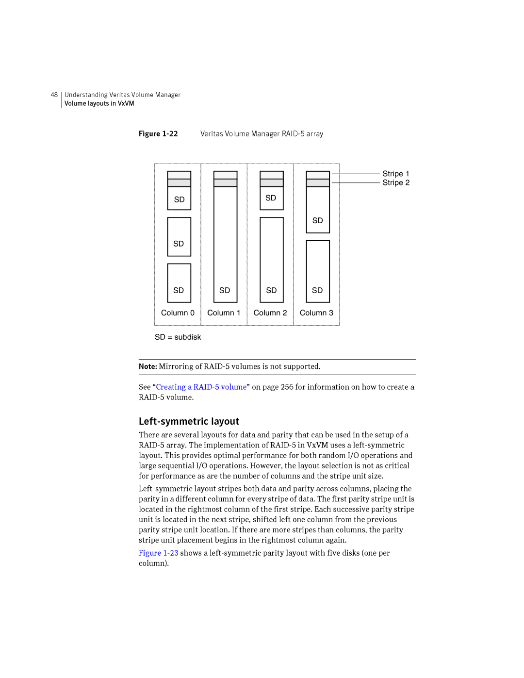 HP Veritas Volume Manager 5.0 -UX 11i v3 manual Left-symmetric layout, Veritas Volume Manager RAID-5 array Stripe 