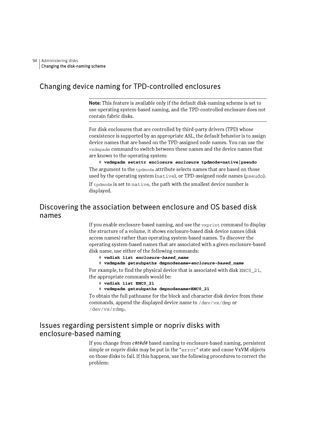 HP Veritas Volume Manager 5.0 -UX 11i v3 manual Changing device naming for TPD-controlled enclosures 