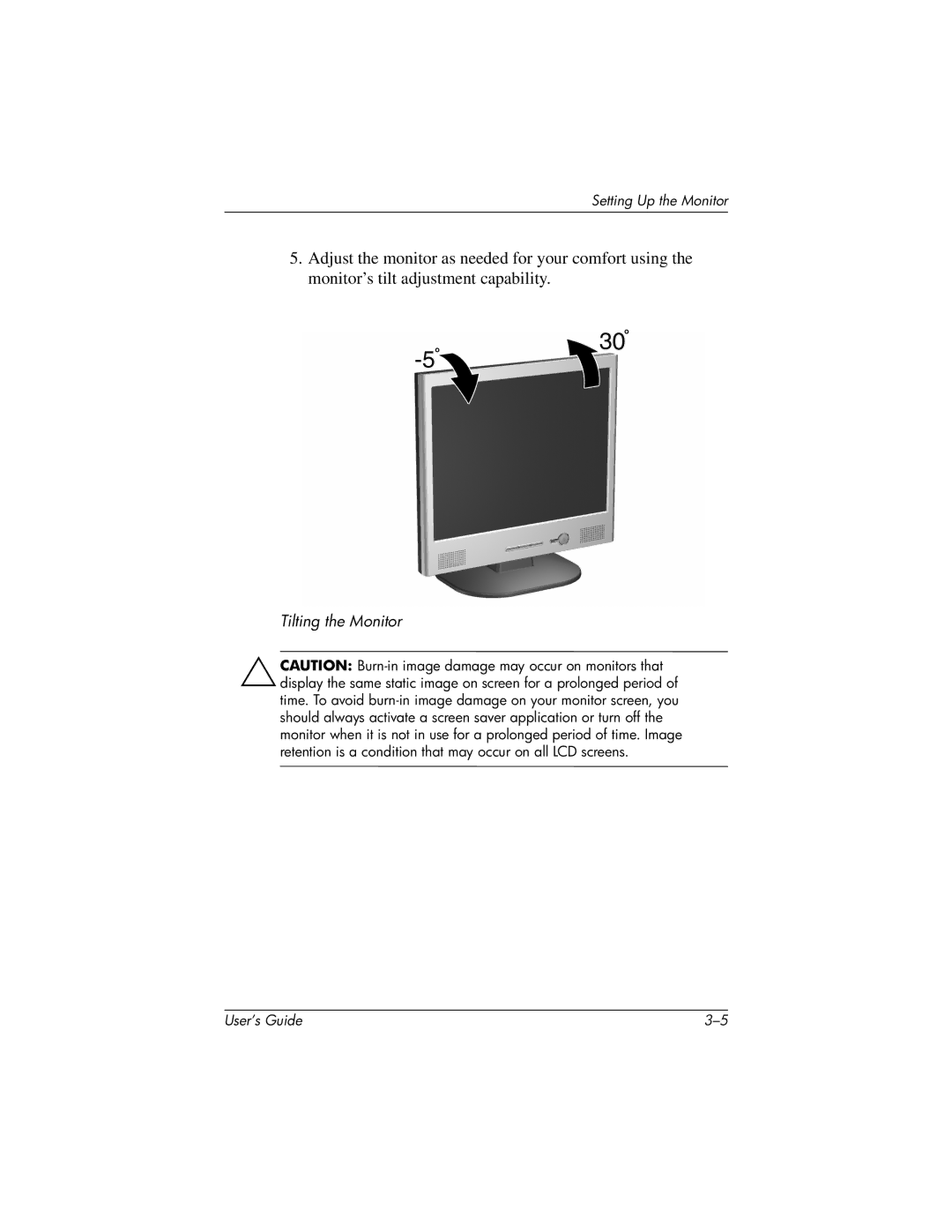 HP vf15 15 inch, f1523 15 inch manual Tilting the Monitor 