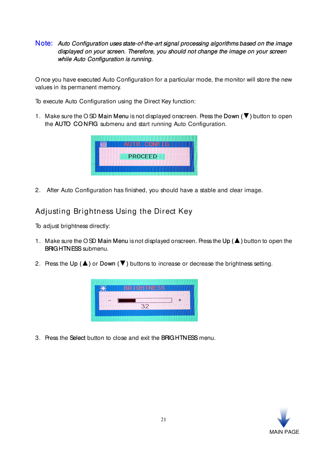 HP vf51 15 inch manual Adjusting Brightness Using the Direct Key 