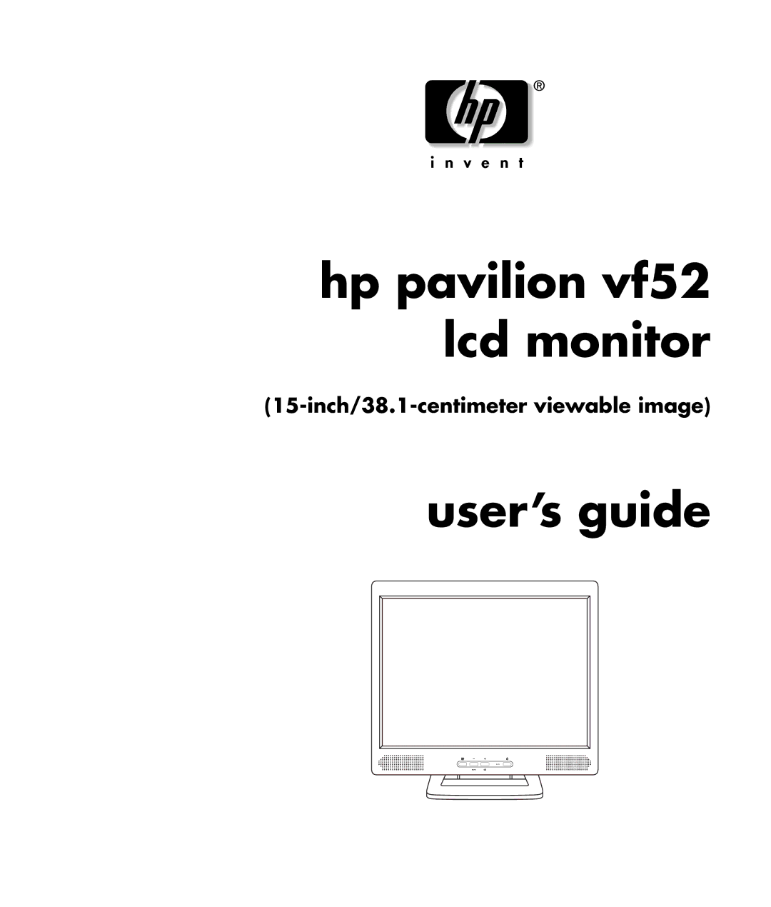 HP VF52 manual User’s guide, Inch/38.1-centimeter viewable image 