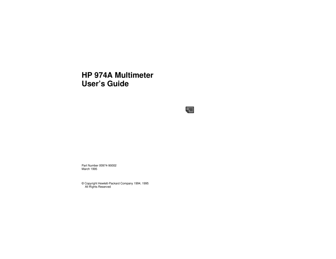 HP Video Game 00974-90002 manual HP 974A Multimeter User’s Guide 