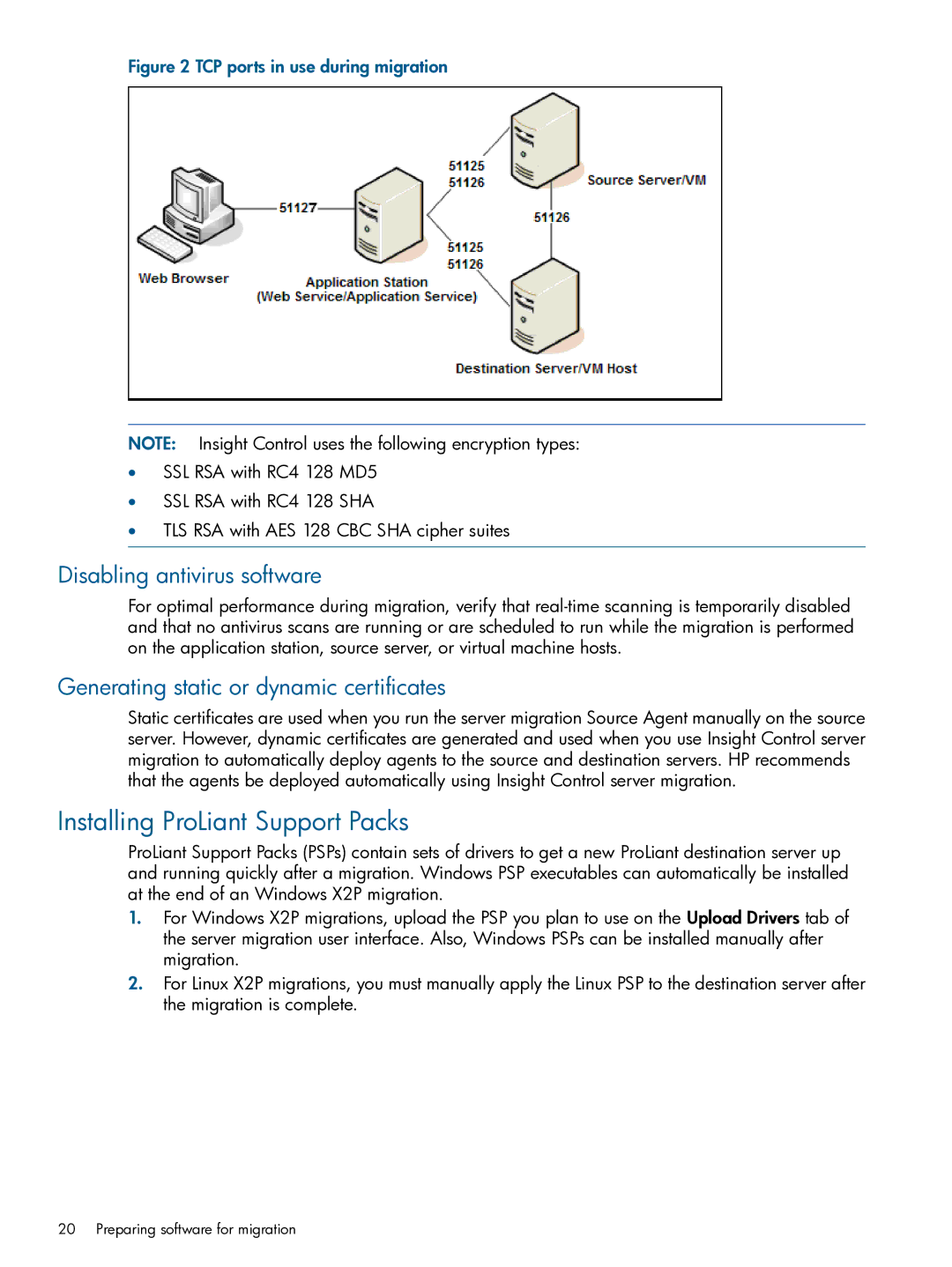 HP Virtual Connect Enterprise Manager Software manual Installing ProLiant Support Packs, Disabling antivirus software 