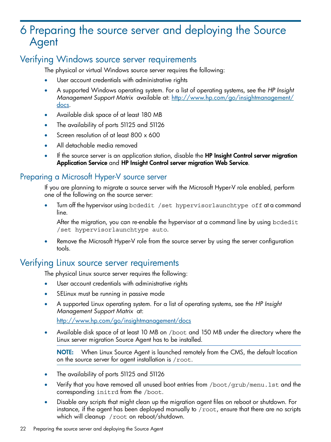 HP Virtual Connect Enterprise Manager Software manual Preparing the source server and deploying the Source Agent 