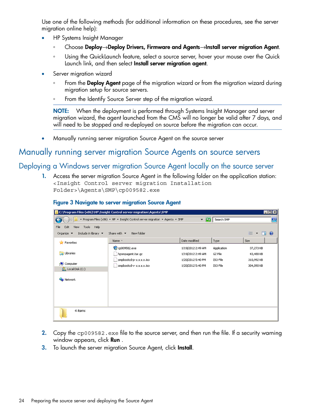 HP Virtual Connect Enterprise Manager Software manual Navigate to server migration Source Agent 