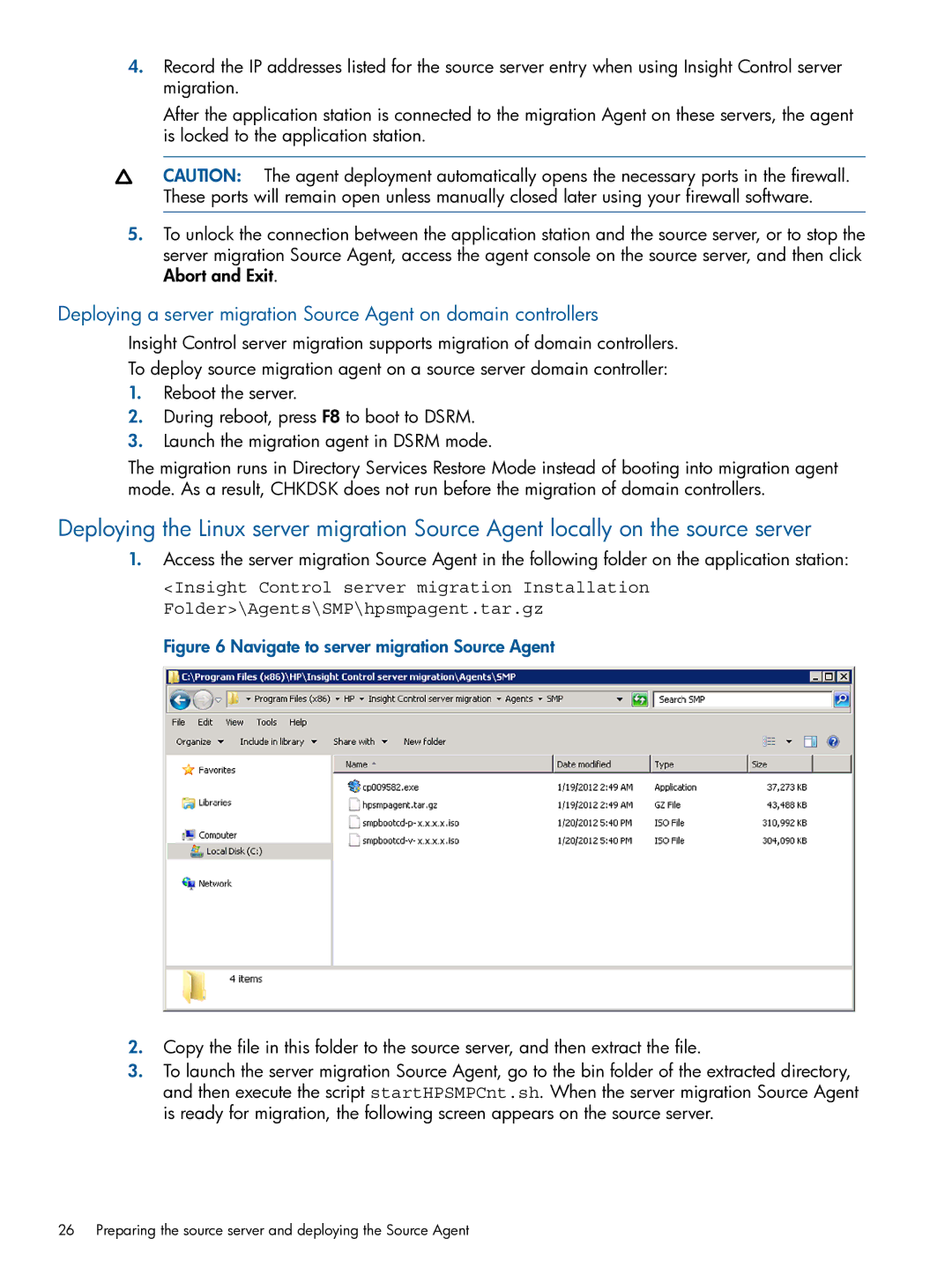 HP Virtual Connect Enterprise Manager Software manual Navigate to server migration Source Agent 