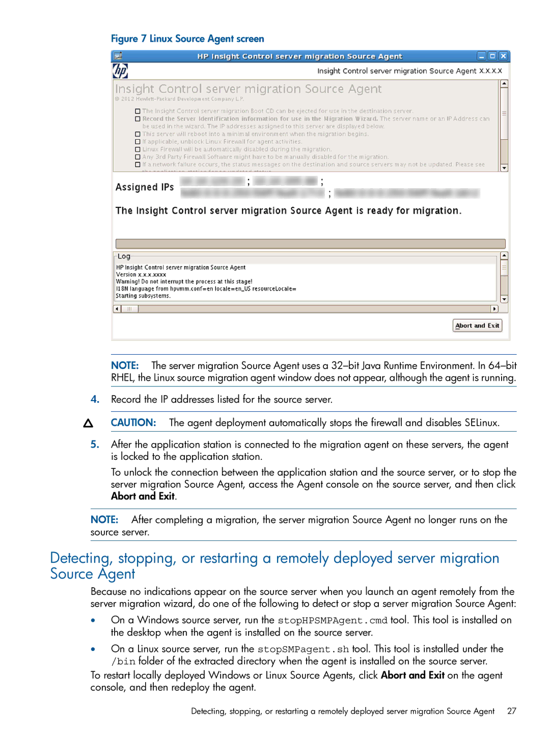 HP Virtual Connect Enterprise Manager Software manual Linux Source Agent screen 