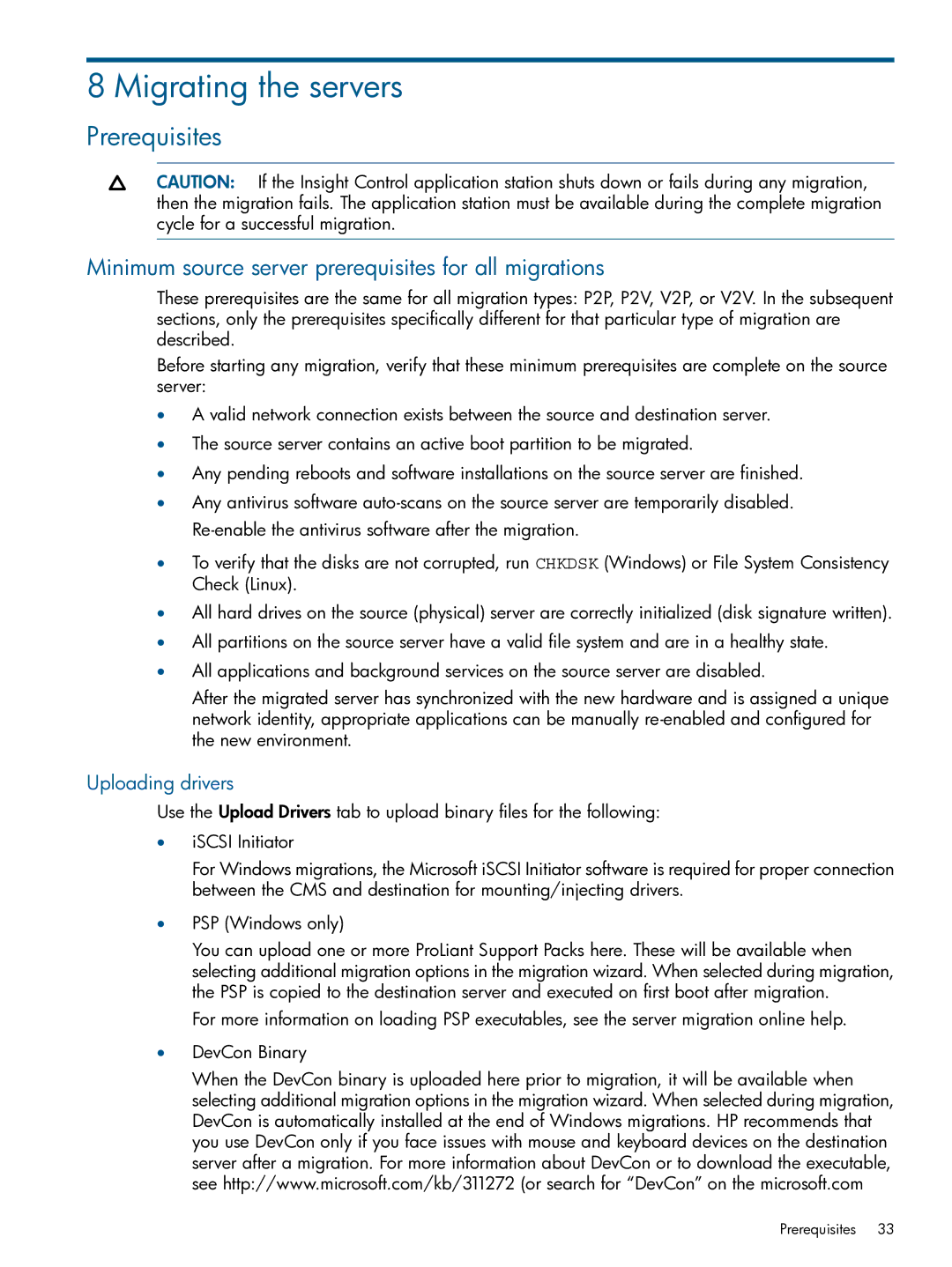 HP Virtual Connect Enterprise Manager Software manual Migrating the servers 