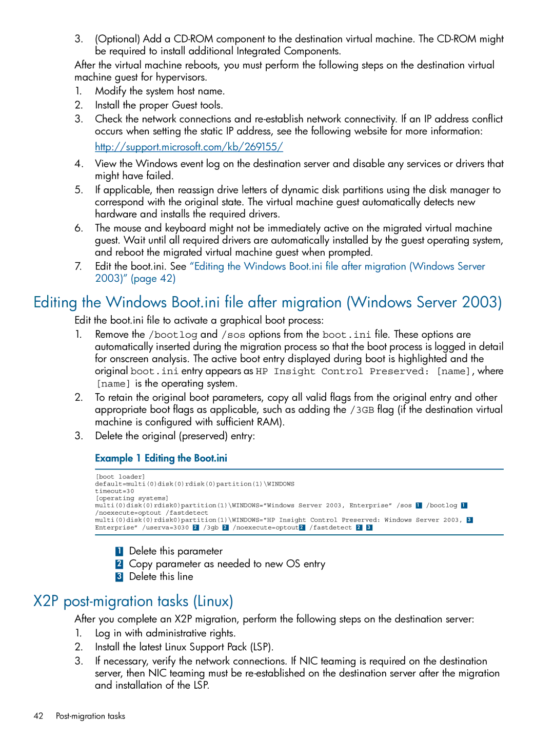 HP Virtual Connect Enterprise Manager Software manual X2P post-migration tasks Linux 