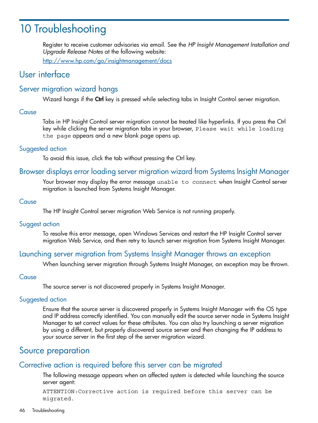 HP Virtual Connect Enterprise Manager Software manual Troubleshooting, User interface, Source preparation 