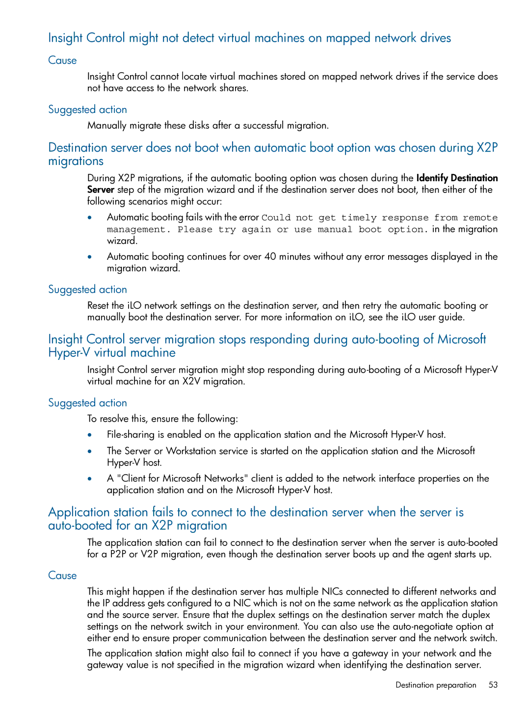 HP Virtual Connect Enterprise Manager Software manual Manually migrate these disks after a successful migration 