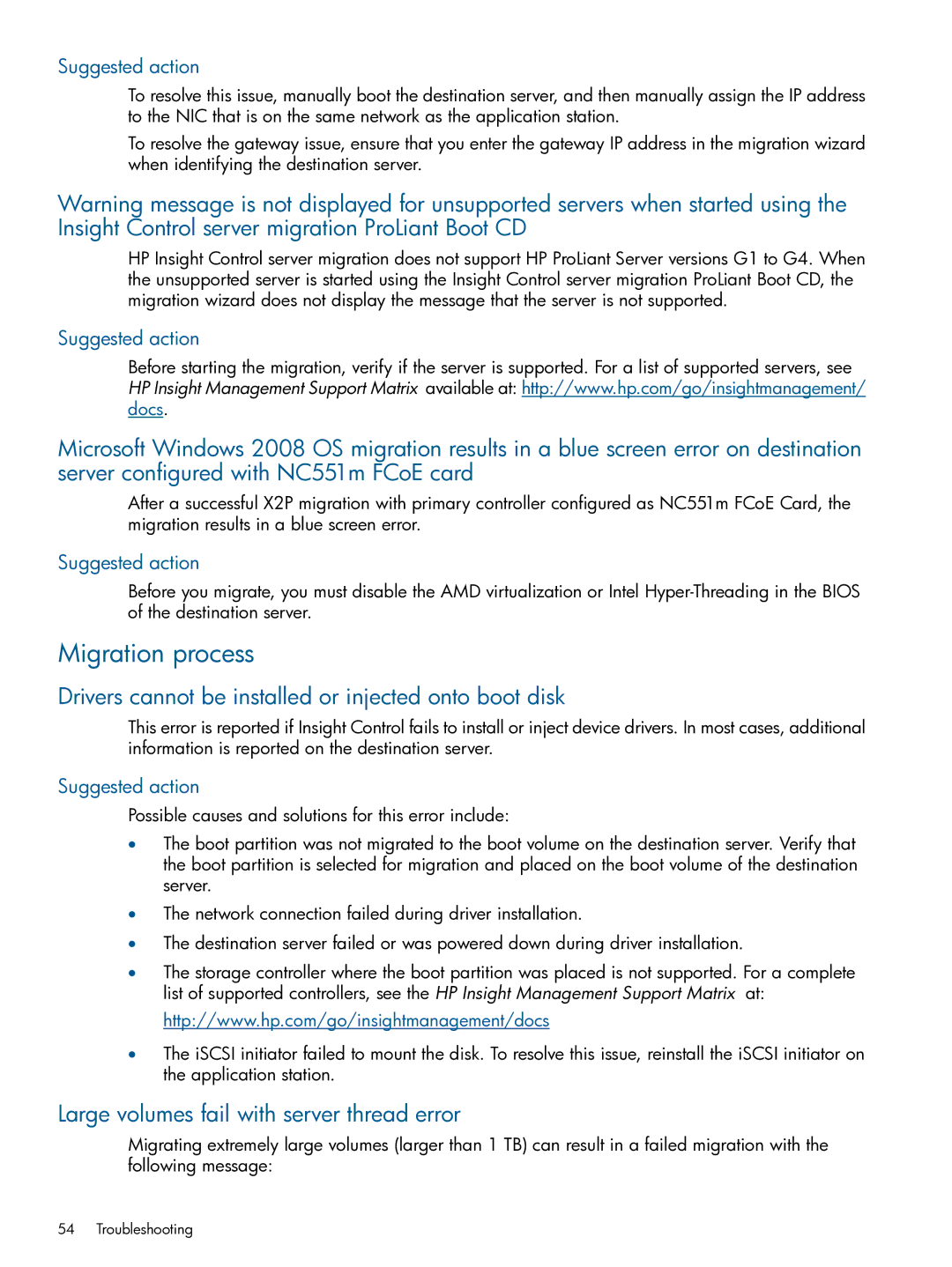 HP Virtual Connect Enterprise Manager Software Migration process, Drivers cannot be installed or injected onto boot disk 