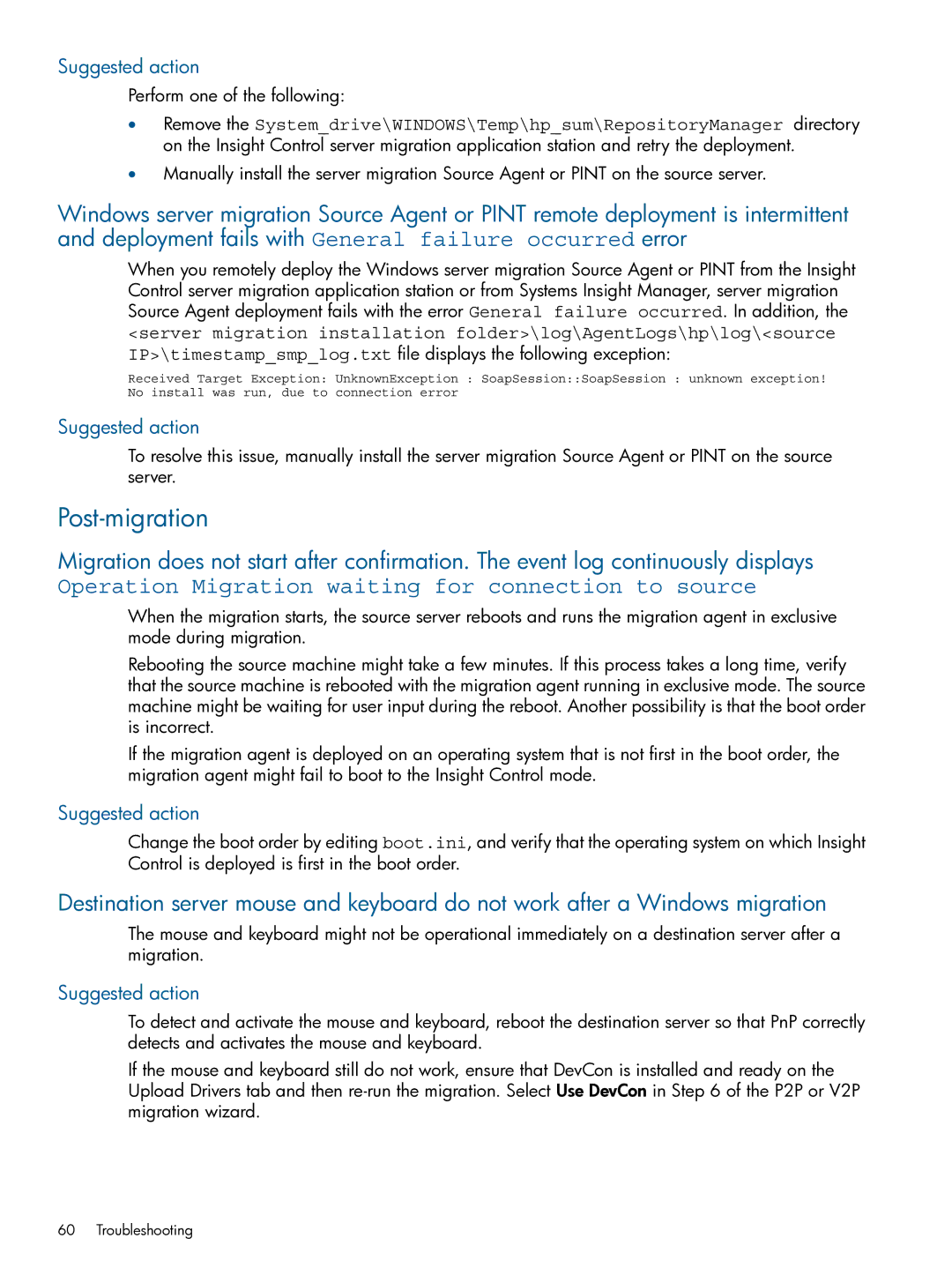 HP Virtual Connect Enterprise Manager Software manual Post-migration, Perform one of the following 