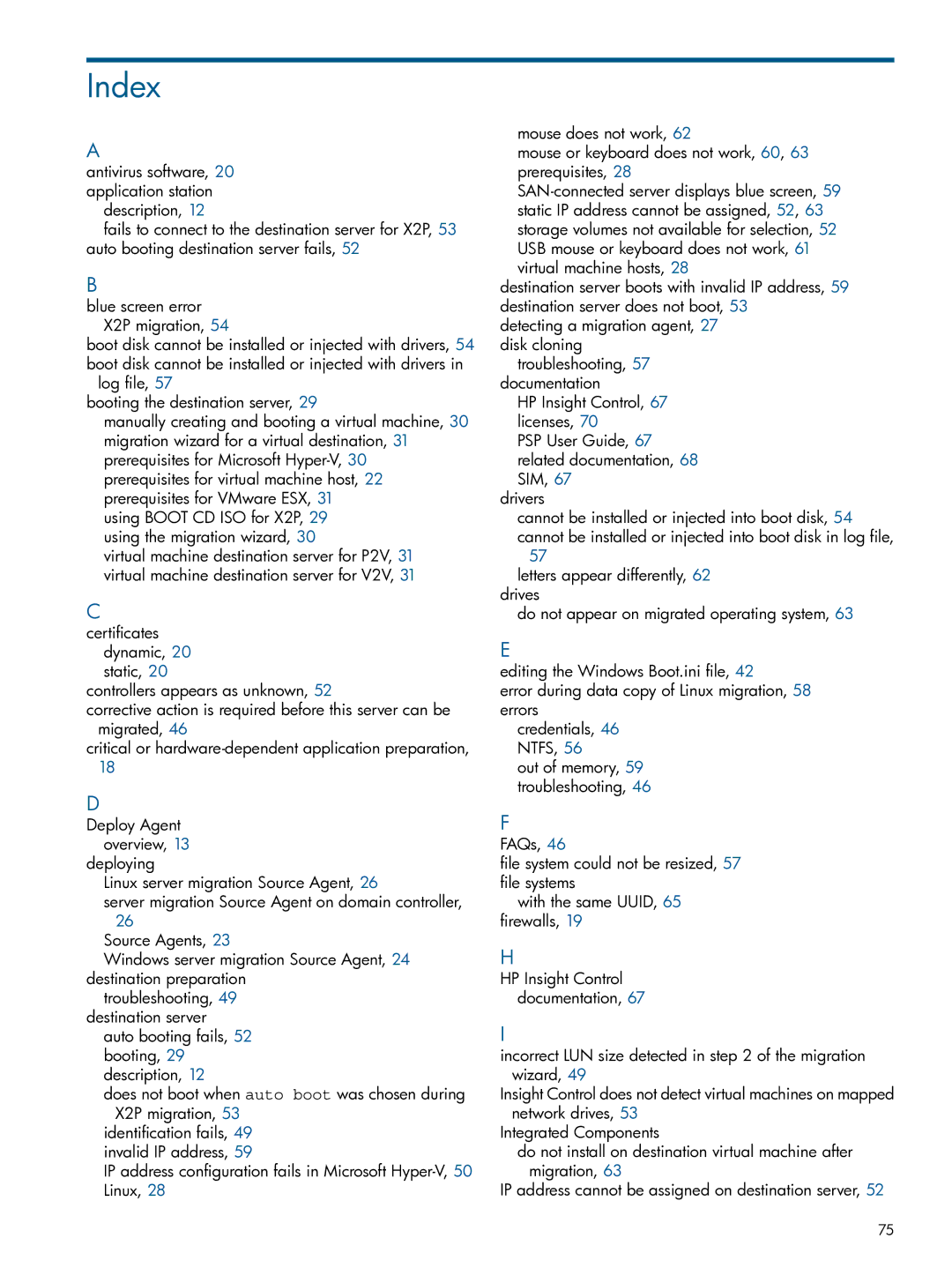 HP Virtual Connect Enterprise Manager Software manual Index 