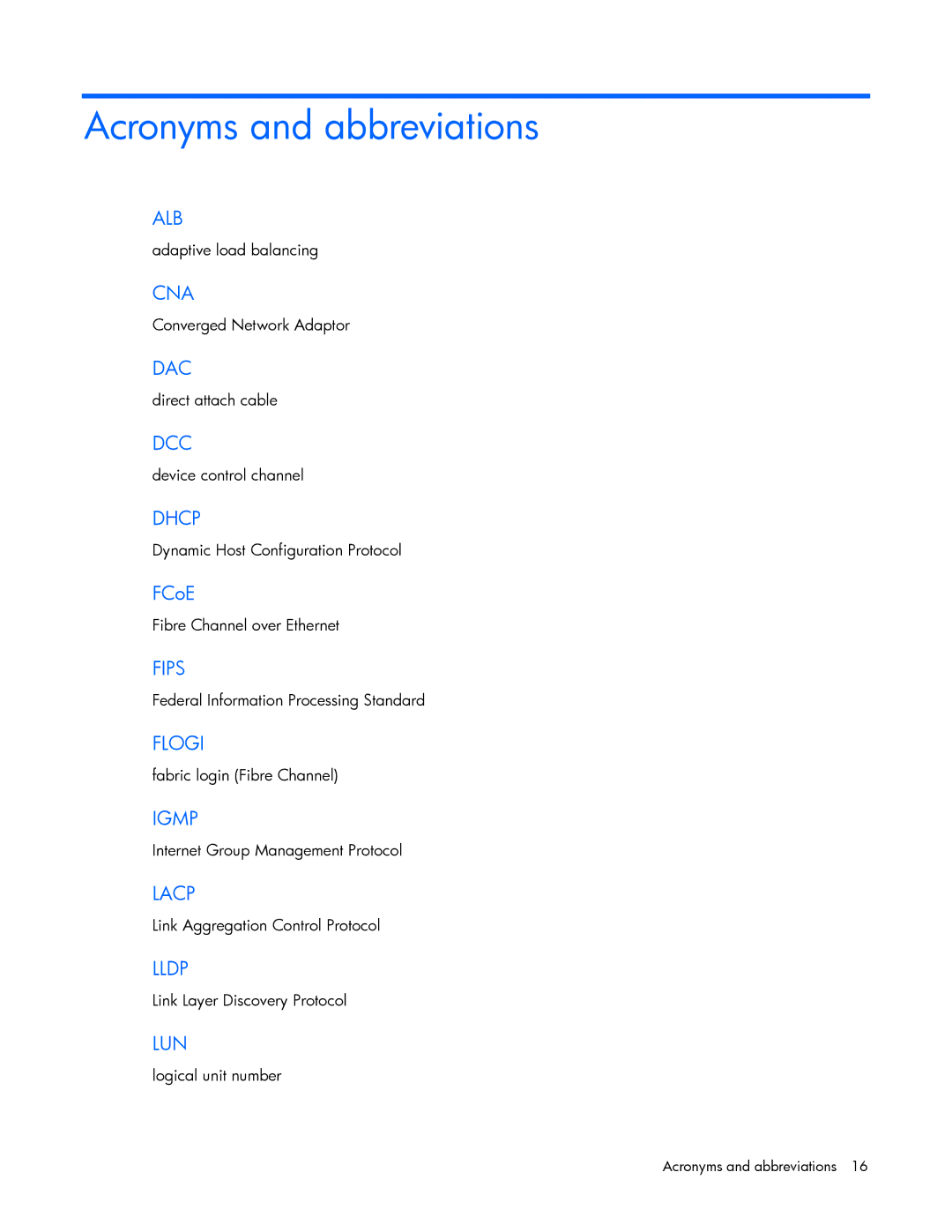 HP Virtual Connect Firmware manual Acronyms and abbreviations 