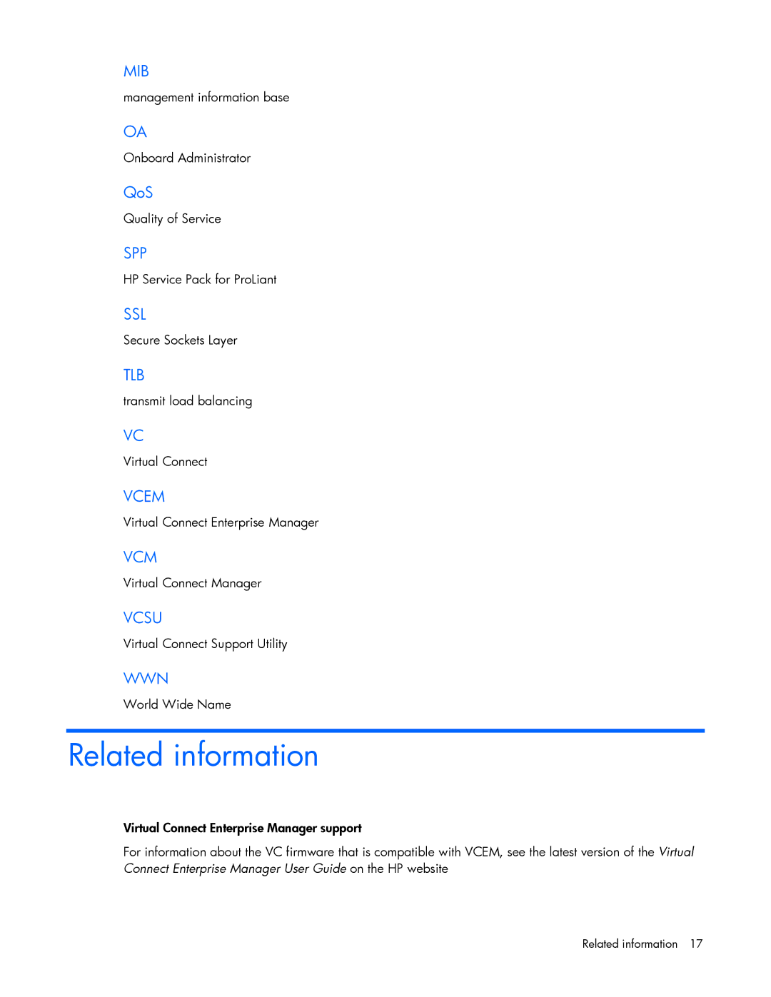 HP Virtual Connect Firmware manual Related information 