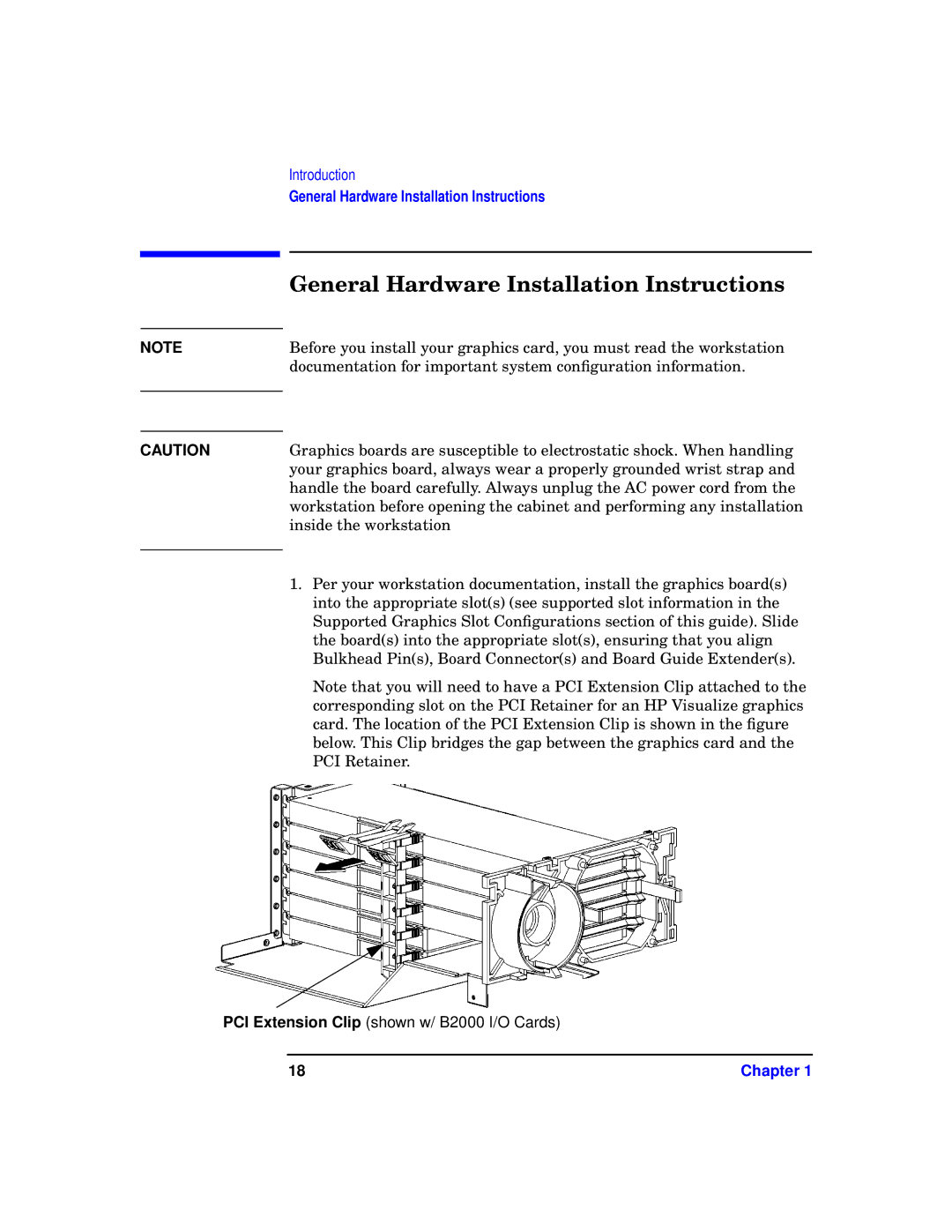 HP VISUALIZE fxe, fx5 and fx10 Graphics Family E0601 manual General Hardware Installation Instructions 