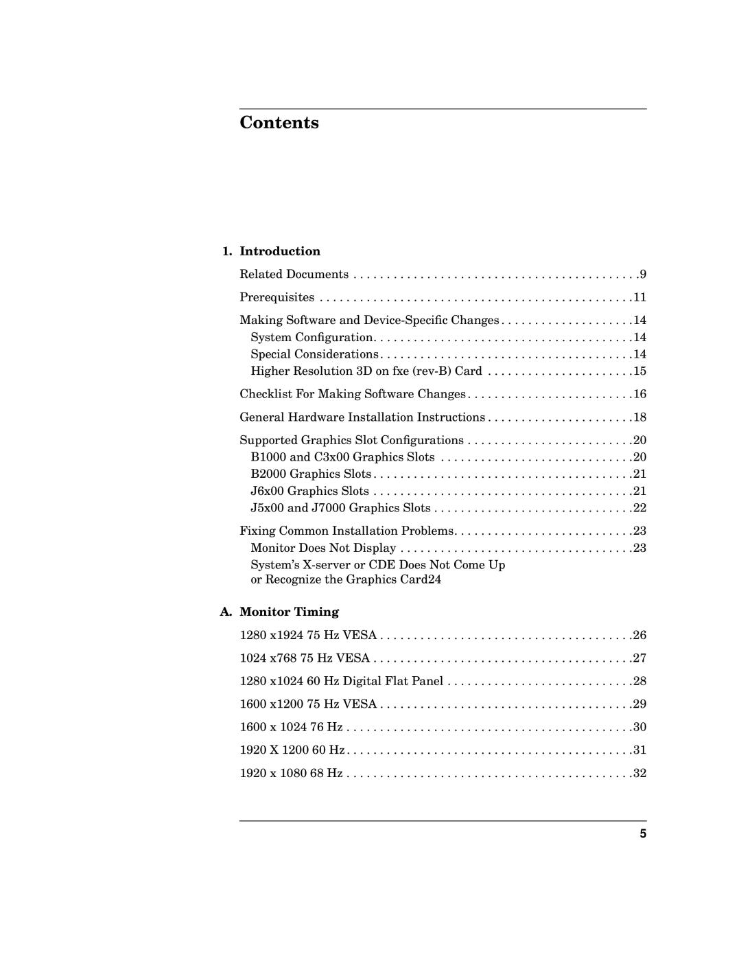 HP VISUALIZE fxe, fx5 and fx10 Graphics Family E0601 manual Contents 