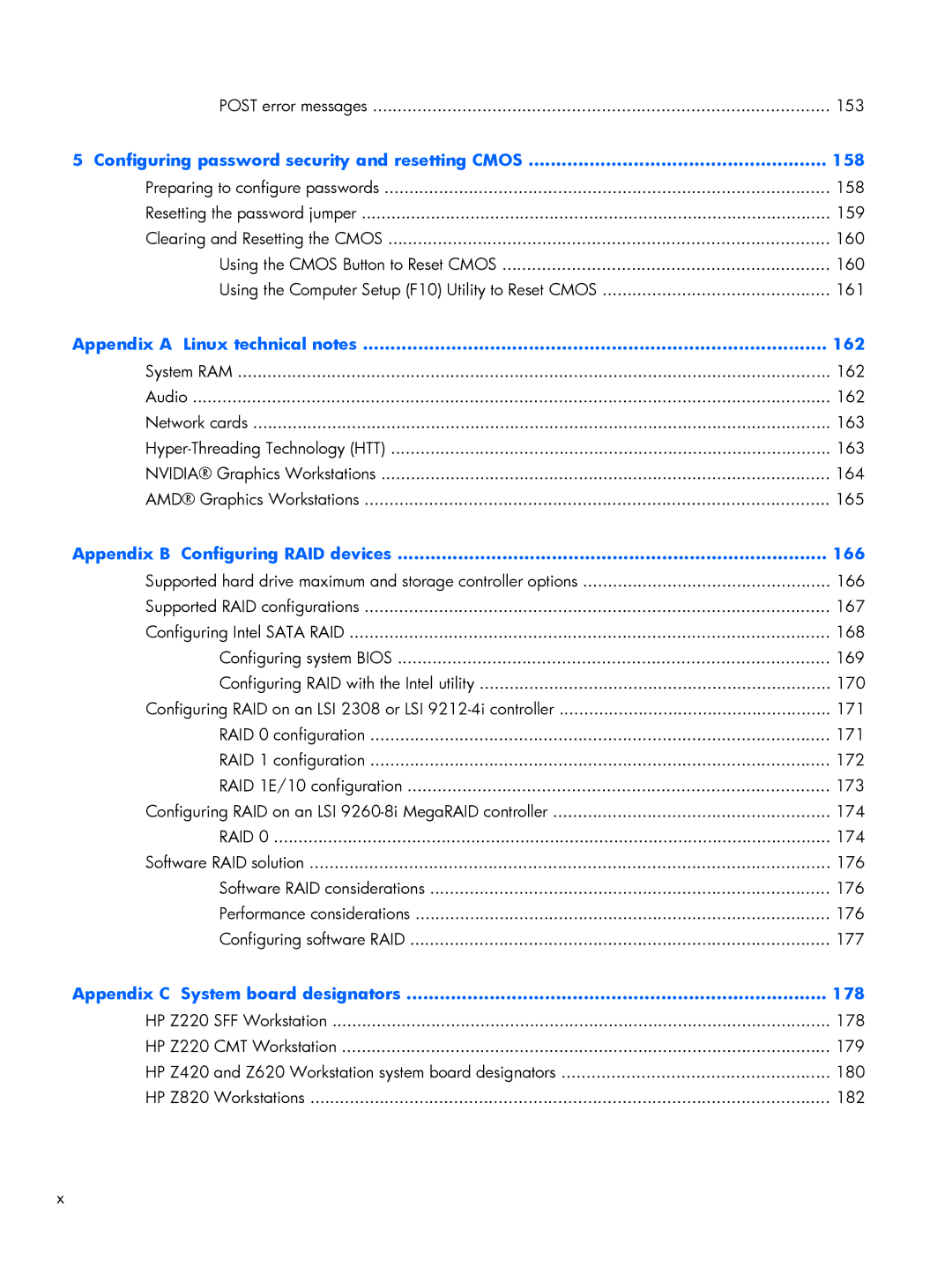 HP B2B97UT B2B97UT#ABA manual Configuring password security and resetting Cmos 158, Appendix a Linux technical notes 162 