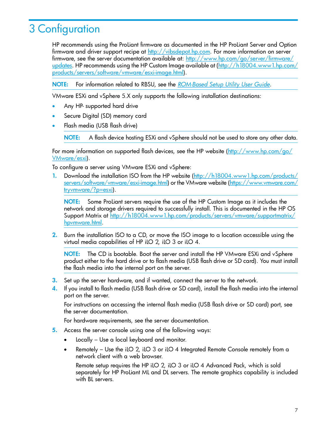 HP VMware Virtualization Software for Servers manual Configuration 