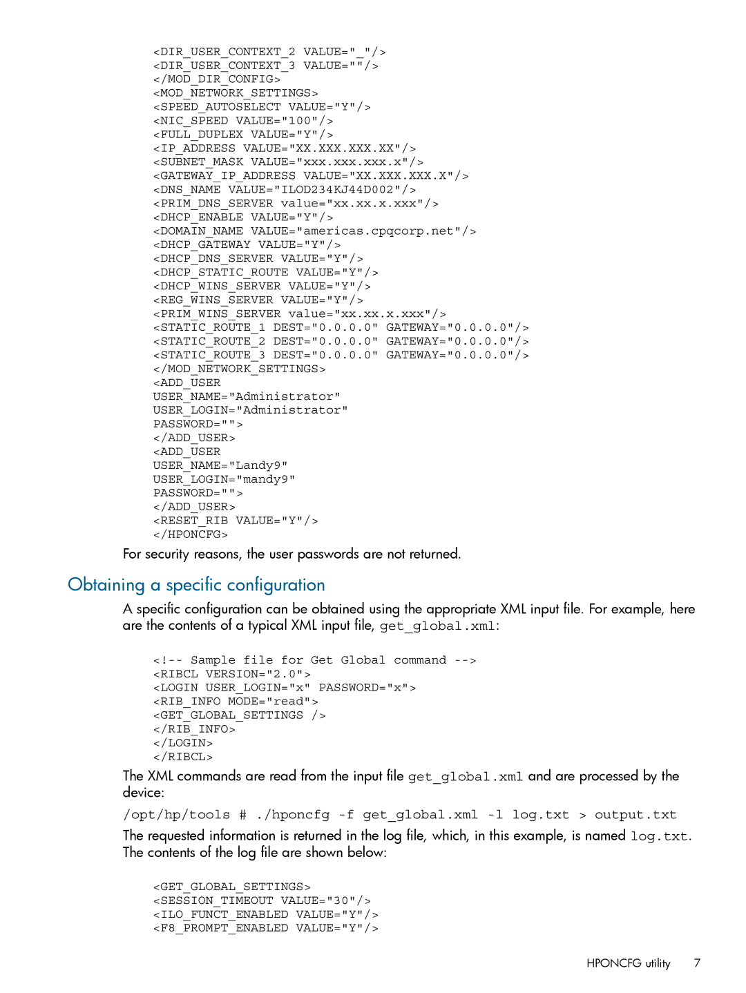 HP VMware Virtualization Software for Servers manual Obtaining a specific configuration, DIRUSERCONTEXT2 VALUE= 