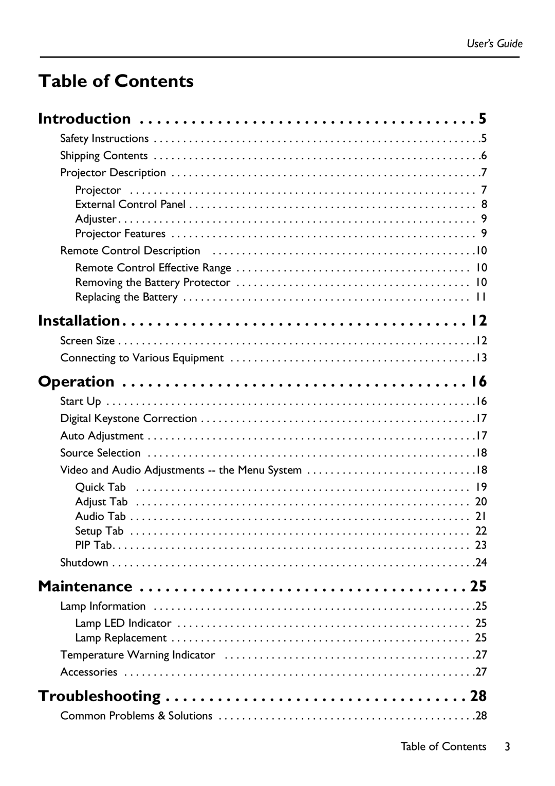 HP Vp6111 manual Table of Contents 