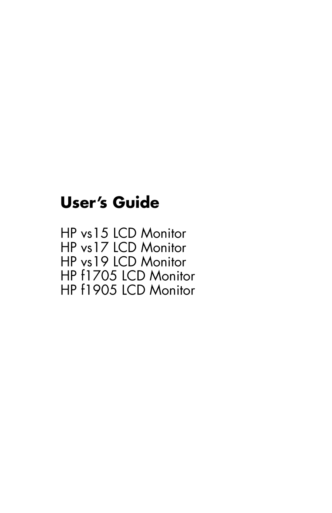 HP vs17x-wm 17 inch, vs17x 17 inch manual User’s Guide 