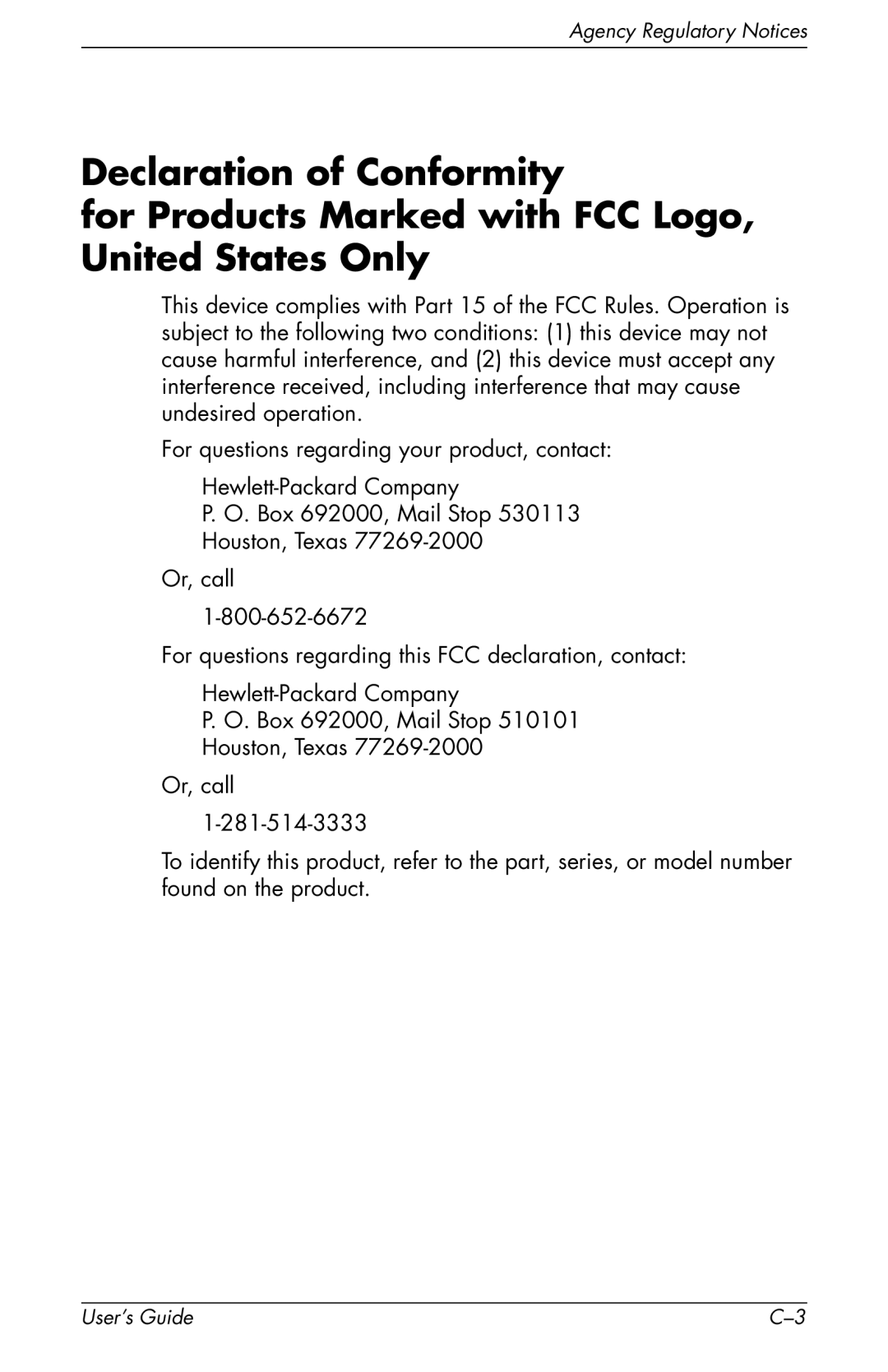 HP vs17x-wm 17 inch, vs17x 17 inch manual Agency Regulatory Notices 