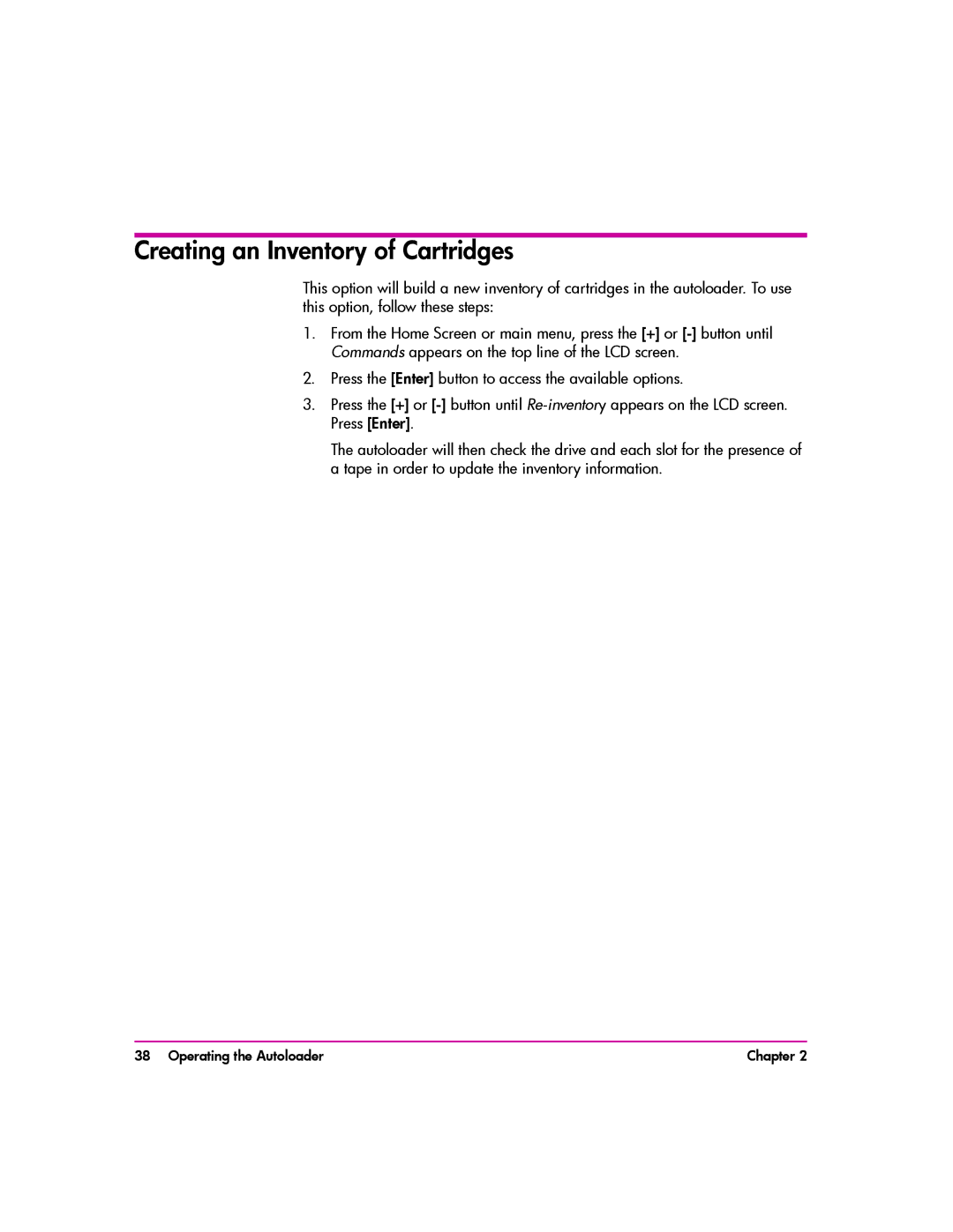 HP vs80 manual Creating an Inventory of Cartridges 