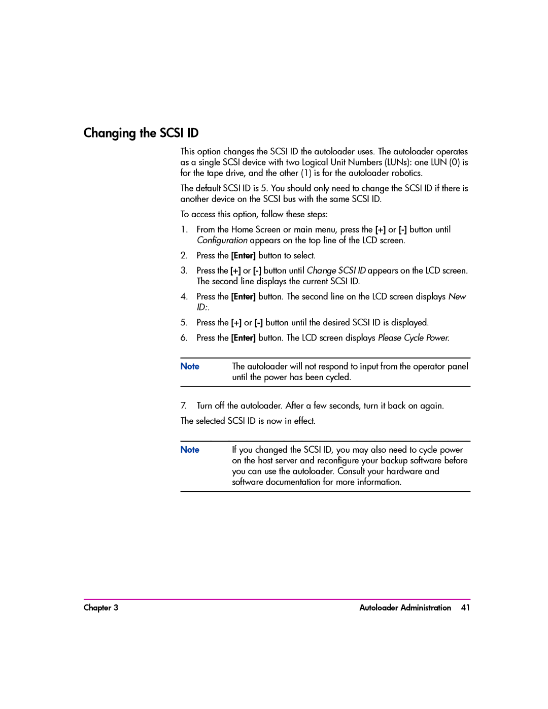 HP vs80 manual Changing the Scsi ID 