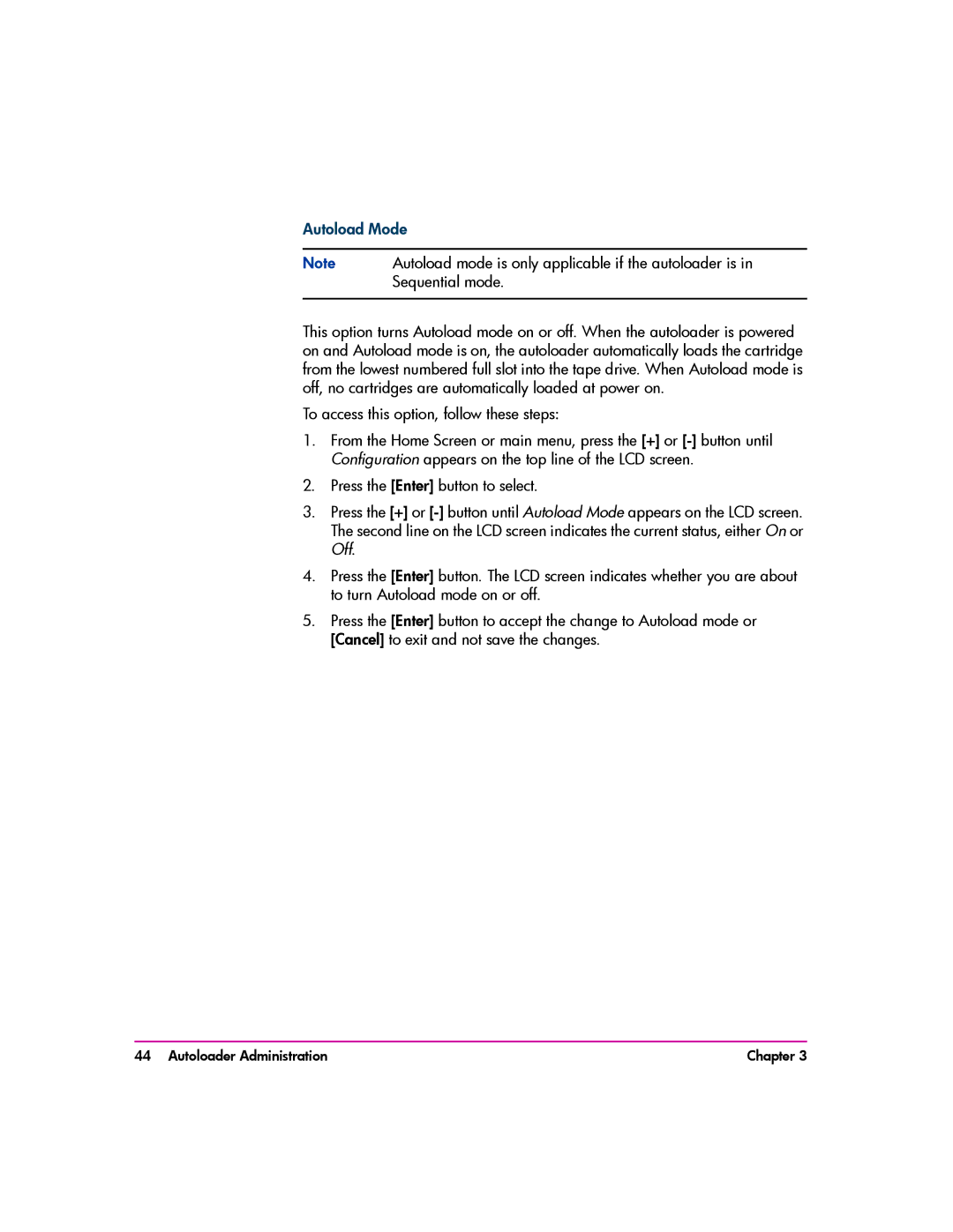 HP vs80 manual Autoload Mode 