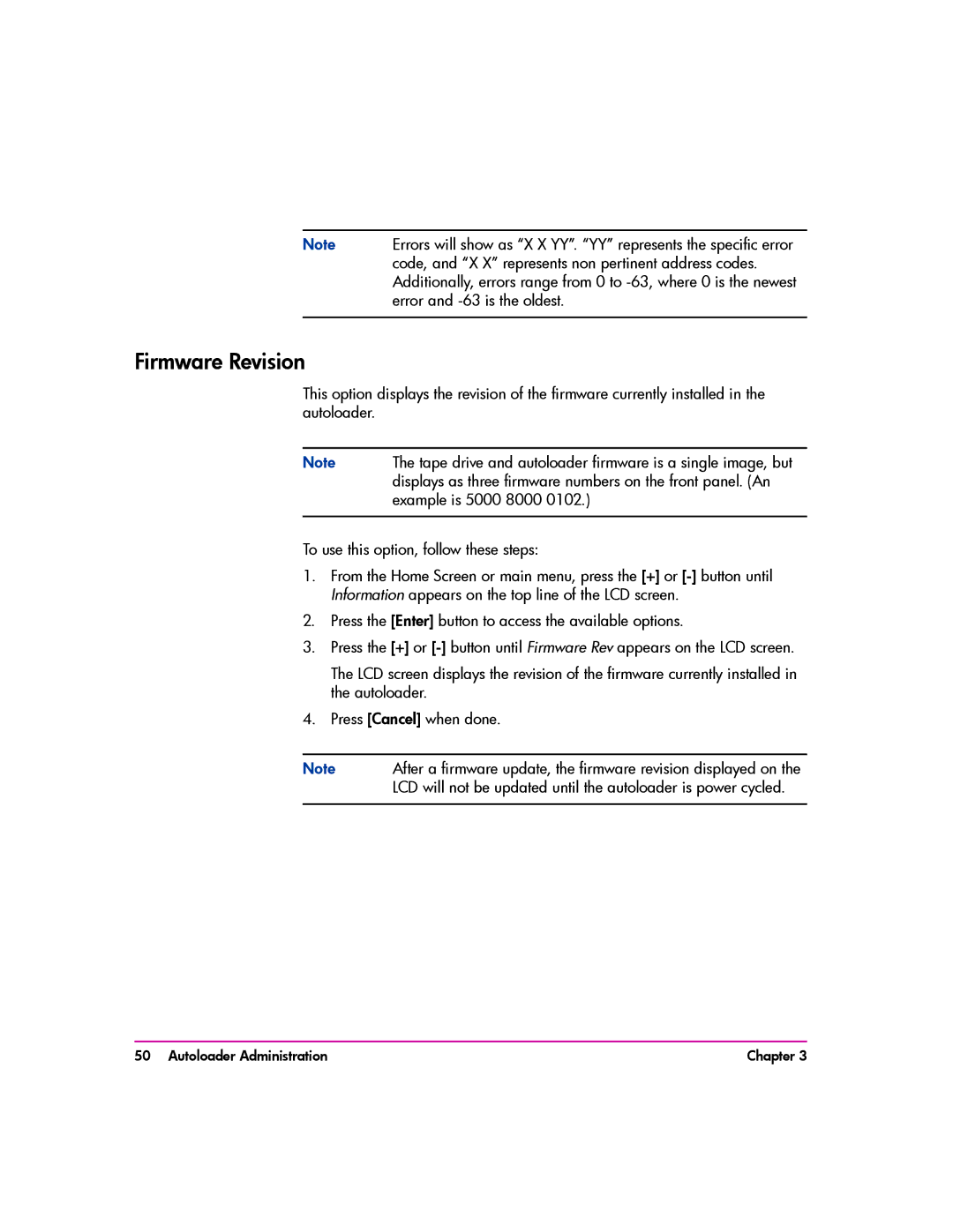 HP vs80 manual Firmware Revision 