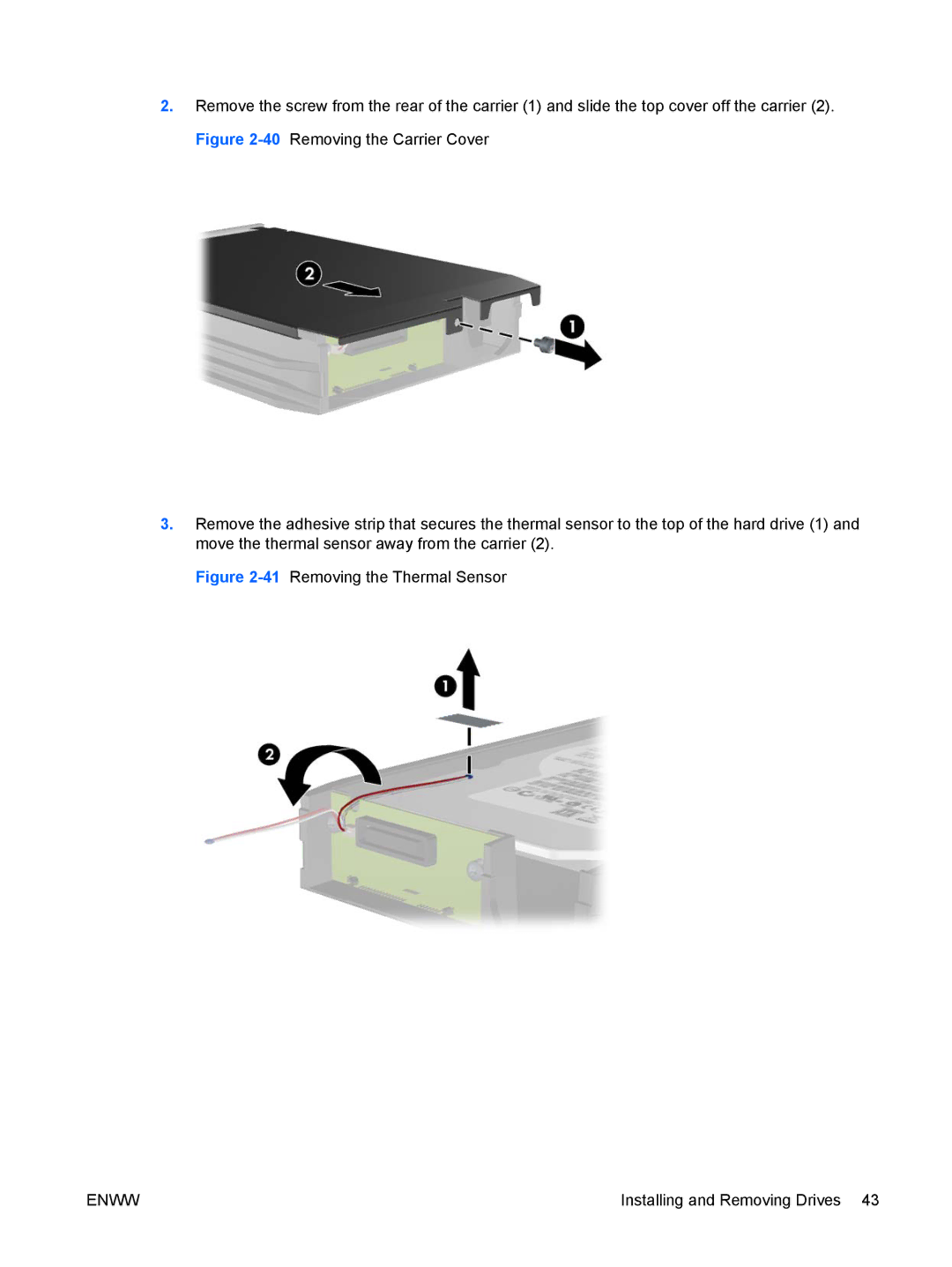 HP VS803UT manual 41Removing the Thermal Sensor 