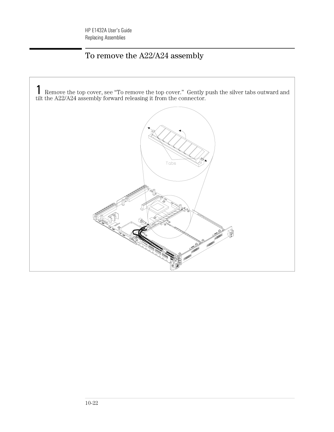 HP VXI E1432A manual To remove the A22/A24 assembly 