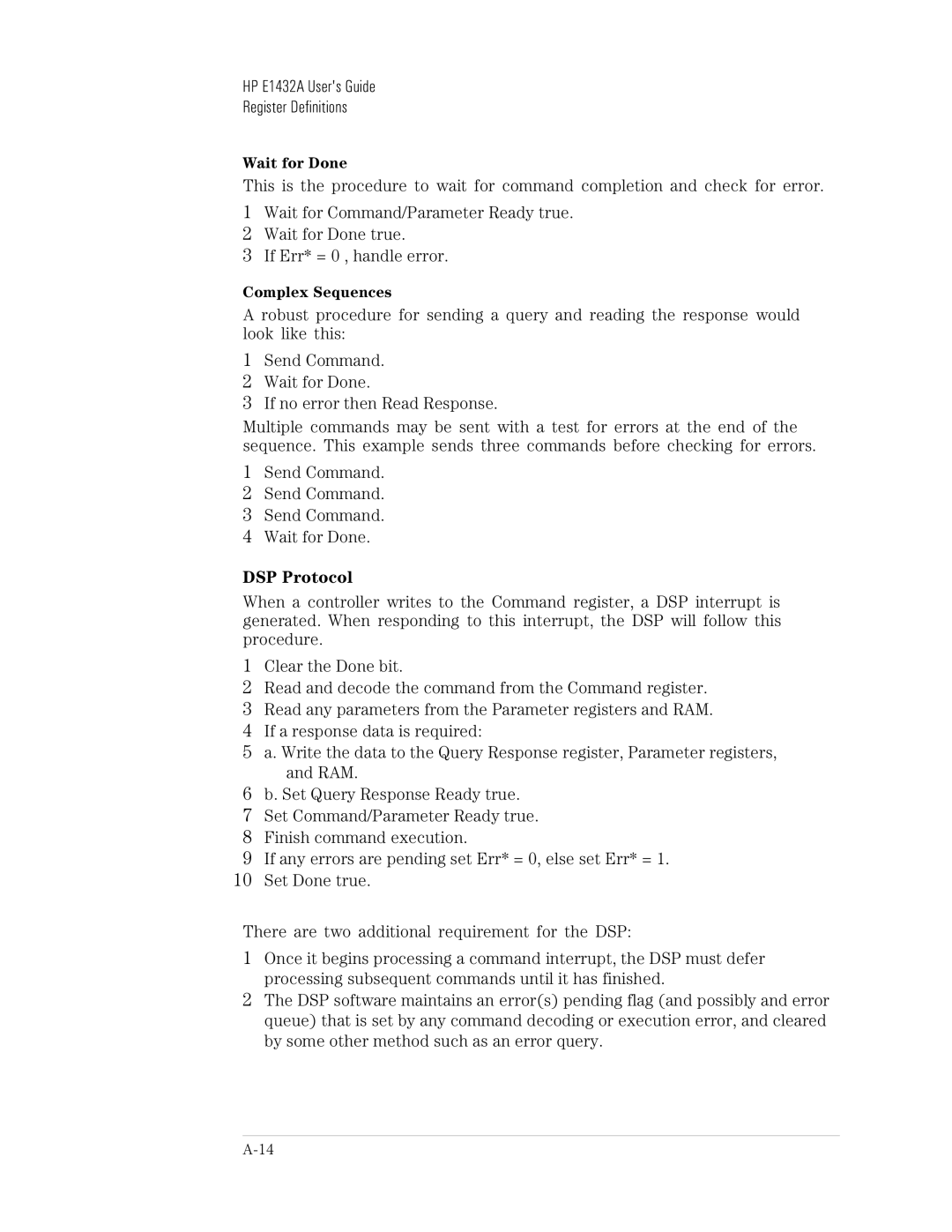 HP VXI E1432A manual DSP Protocol 