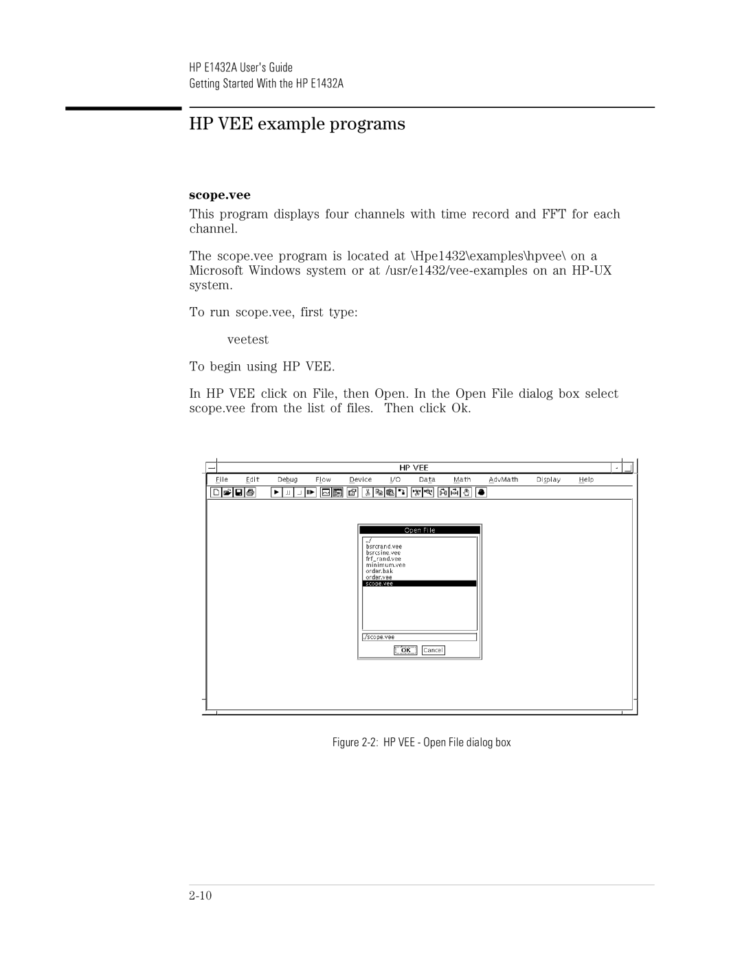 HP VXI E1432A manual HP VEE example programs, Scope.vee 