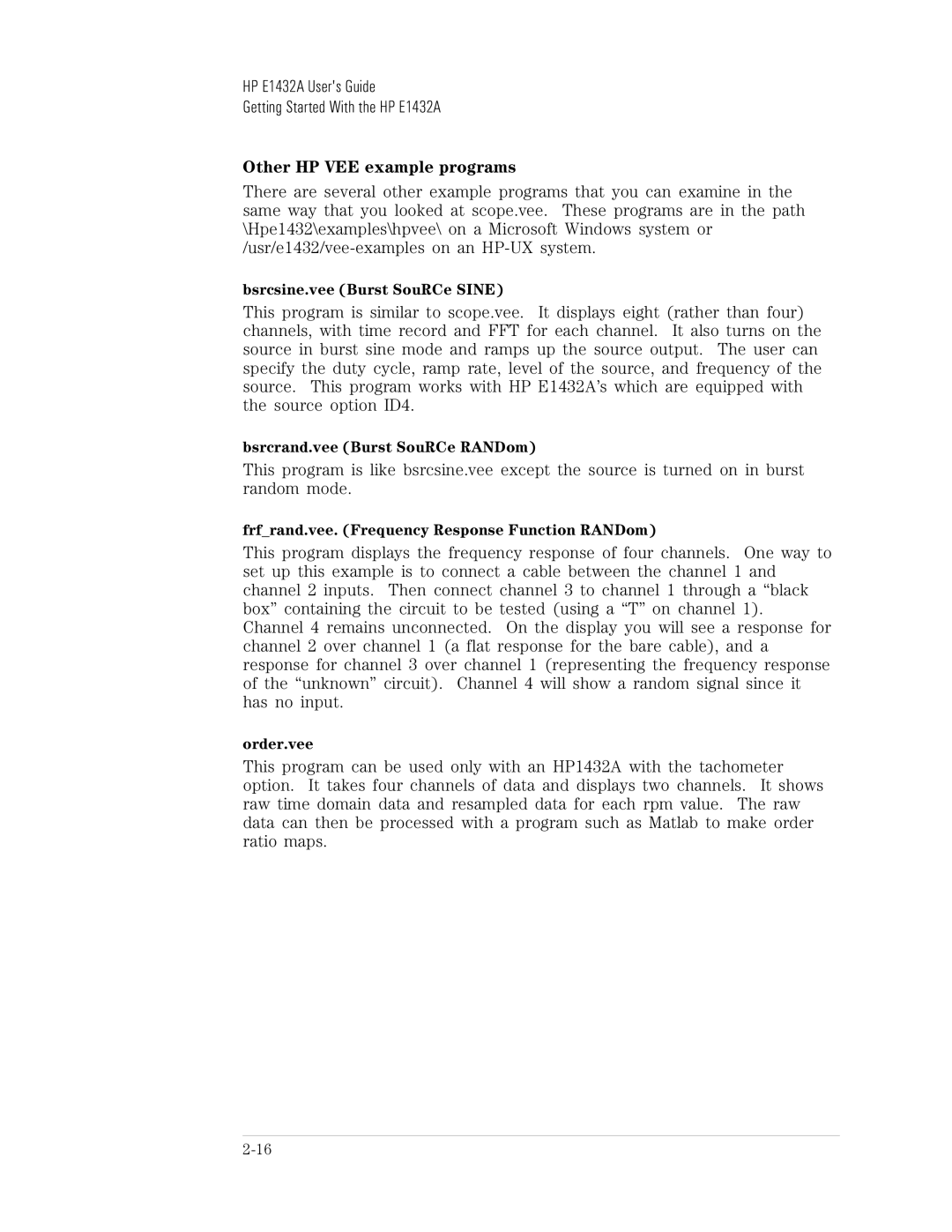 HP VXI E1432A manual Other HP VEE example programs 