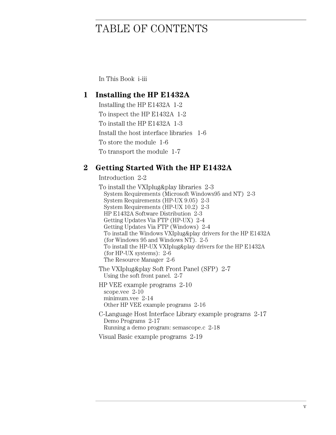 HP VXI E1432A manual Table of Contents 